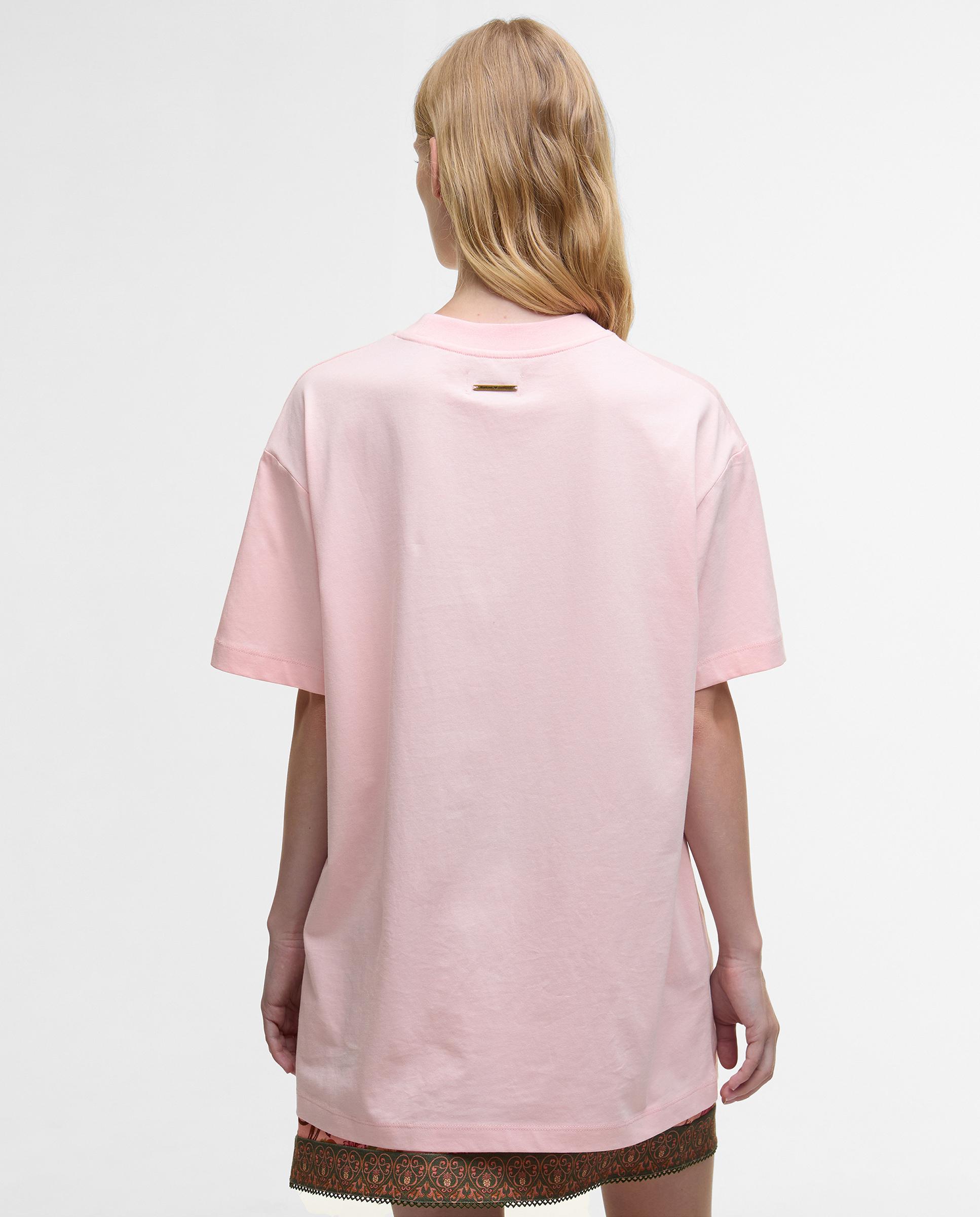 Camiseta de mujer de manga corta y cuello redondo - Barbour - Rosa Rosa-2