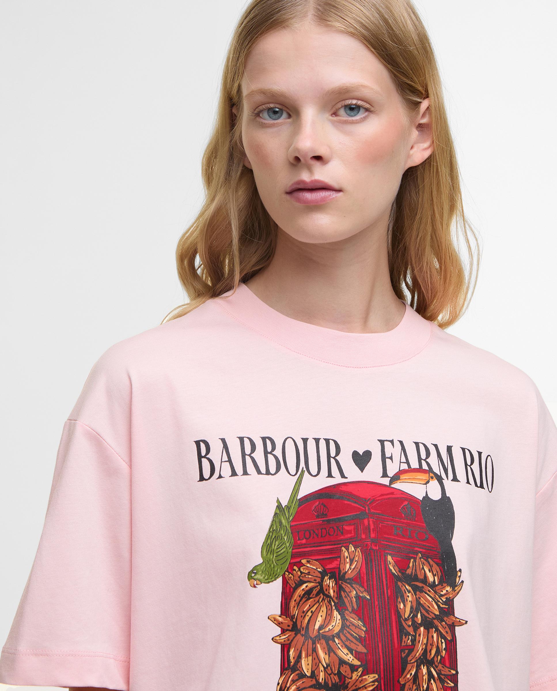 Camiseta de mujer de manga corta y cuello redondo - Barbour - Rosa Rosa-4