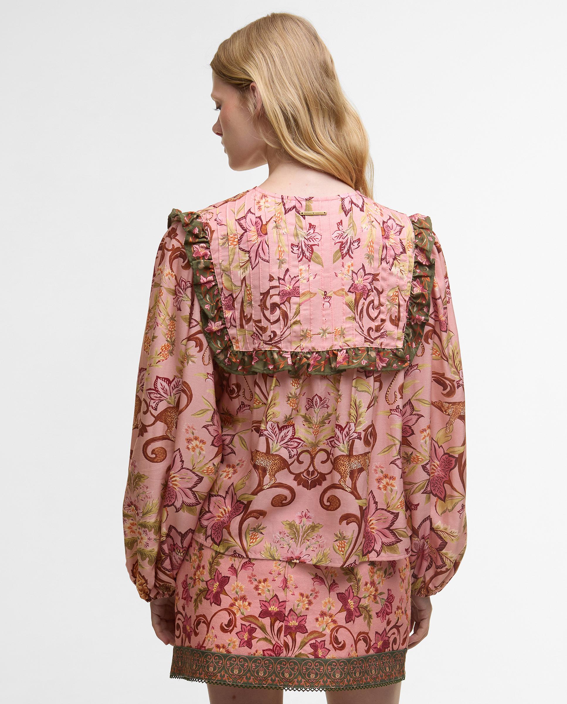 Blusa de mujer de manga larga y cuello con abertura abotonada - Barbour - Rosa Rosa-2