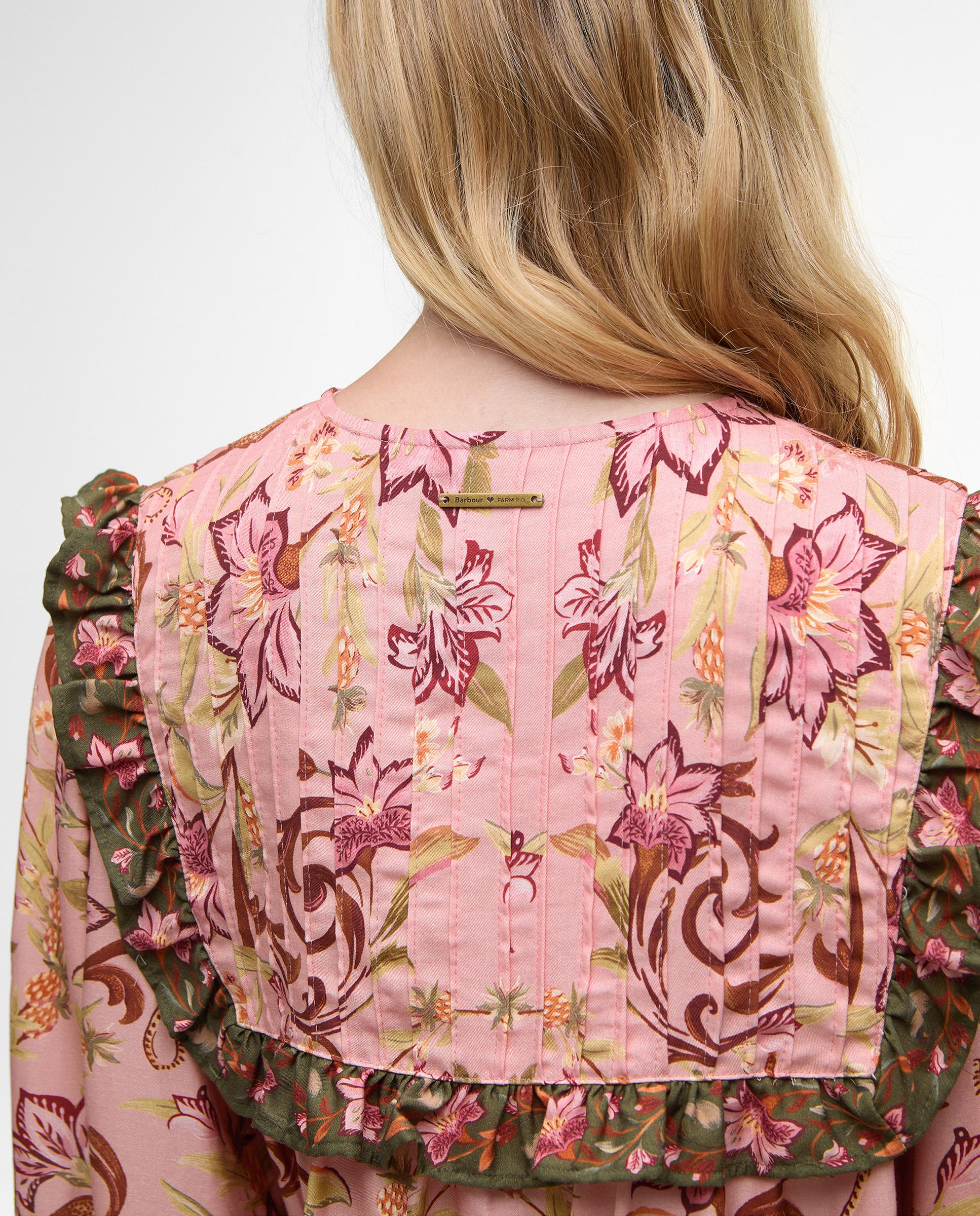 Blusa de mujer de manga larga y cuello con abertura abotonada - Barbour - Rosa Rosa-5