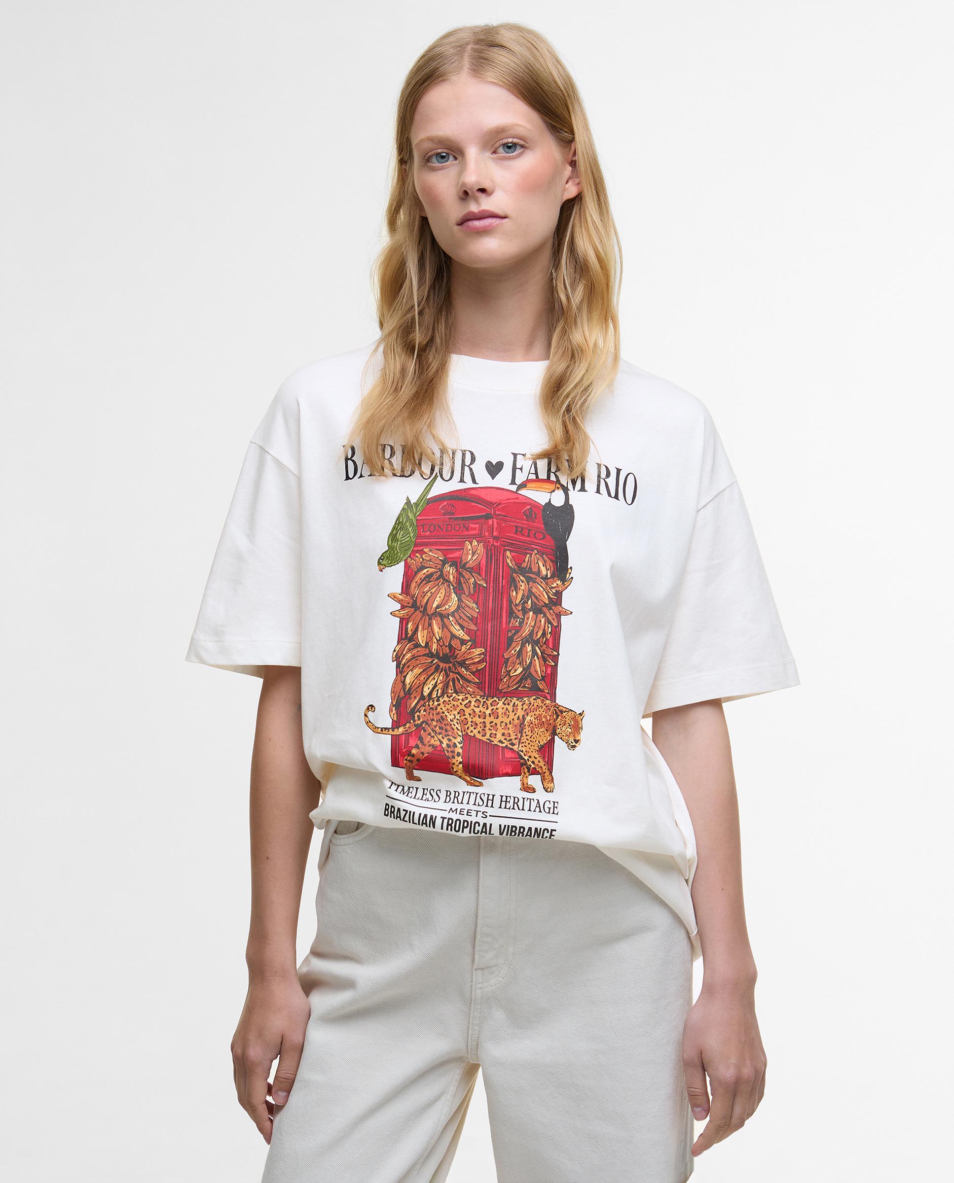 Camiseta de mujer de manga corta y cuello redondo - Barbour - Blanco Blanco-1