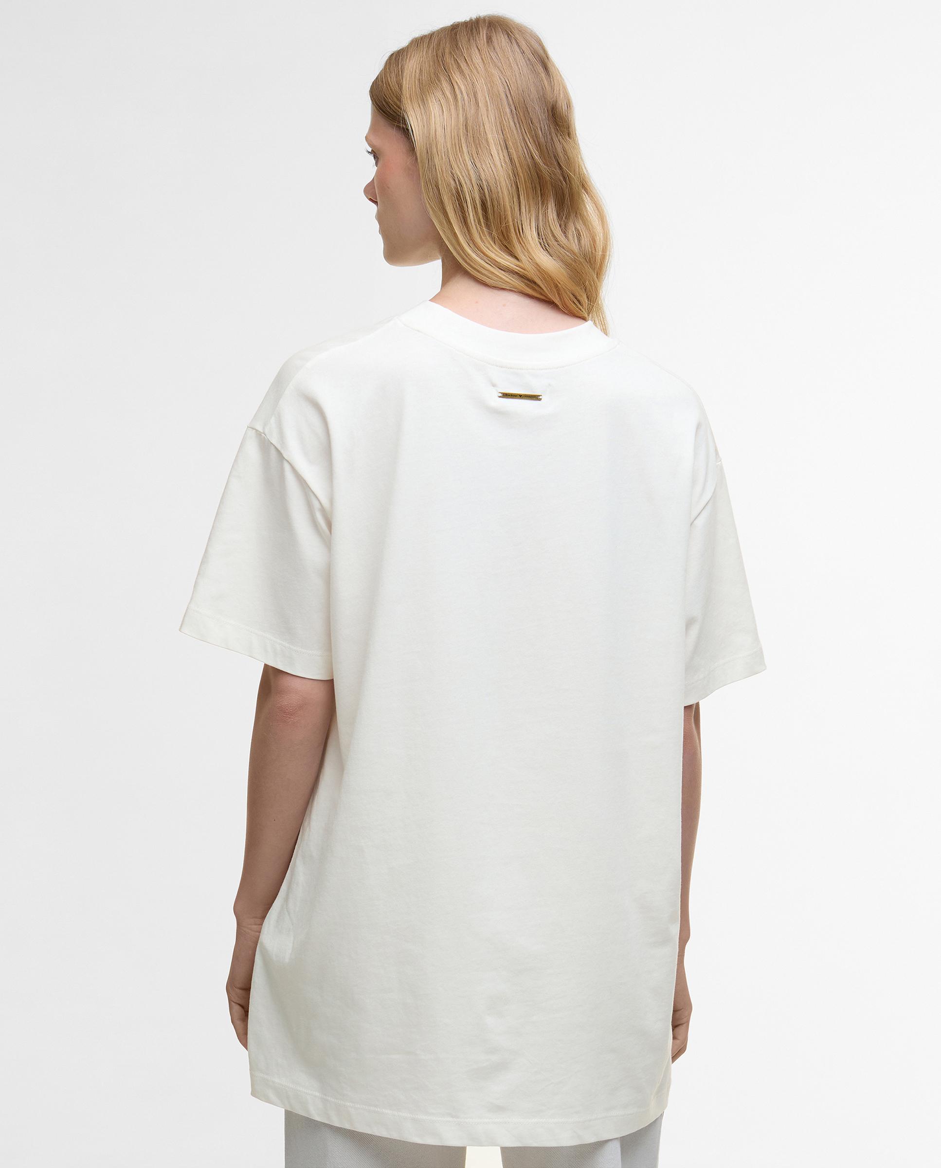 Camiseta de mujer de manga corta y cuello redondo - Barbour - Blanco Blanco-2