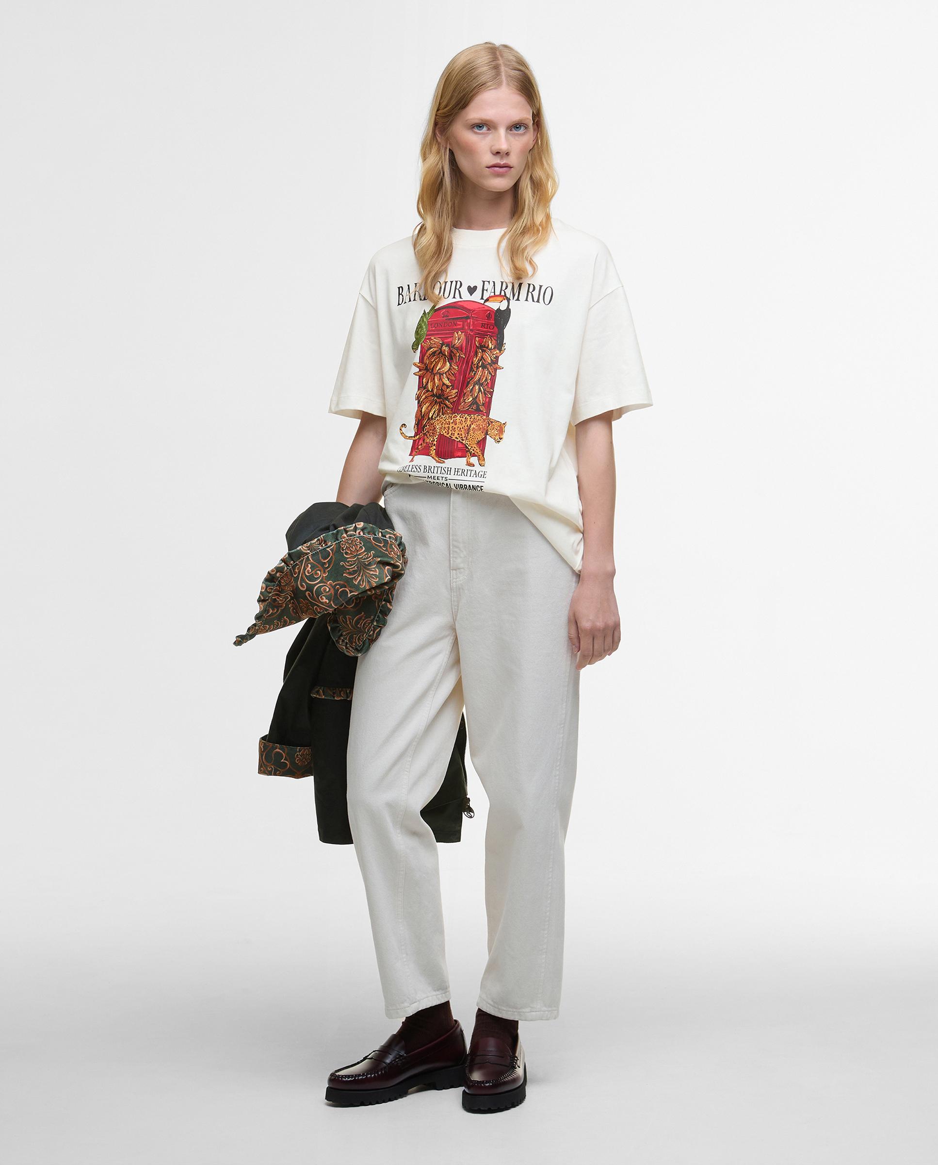 Camiseta de mujer de manga corta y cuello redondo - Barbour - Blanco Blanco-3