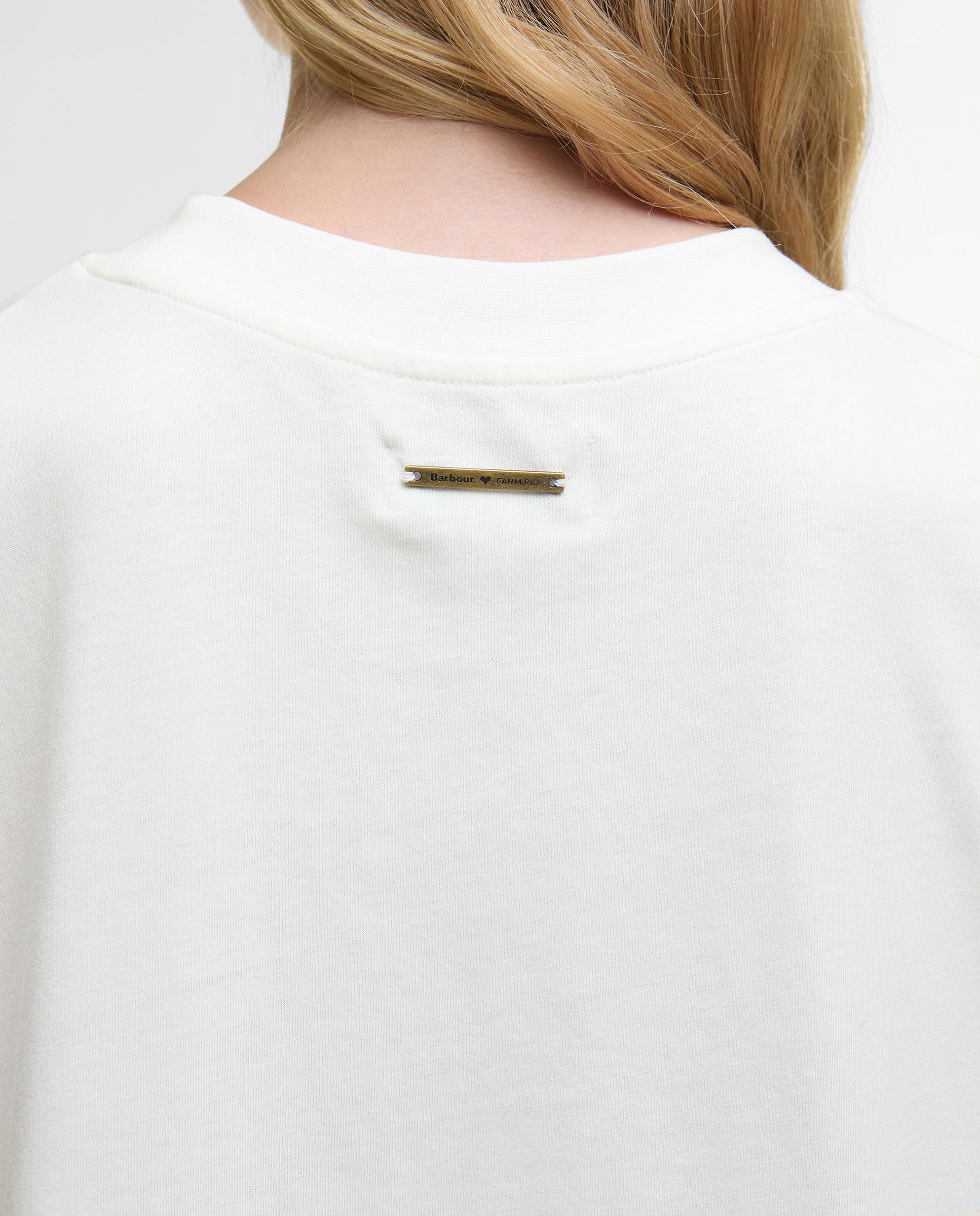 Camiseta de mujer de manga corta y cuello redondo - Barbour - Blanco Blanco-5