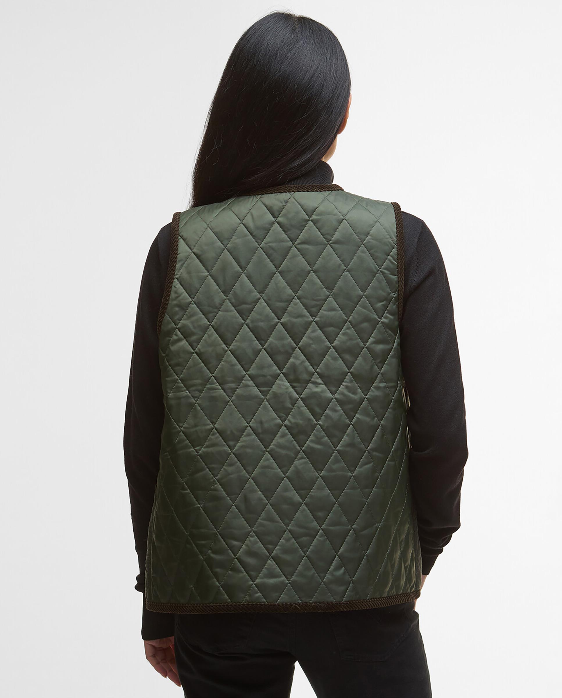 Chaleco de mujer con cierre central de botones y con cuello pico en V - Barbour - Verde Verde-2