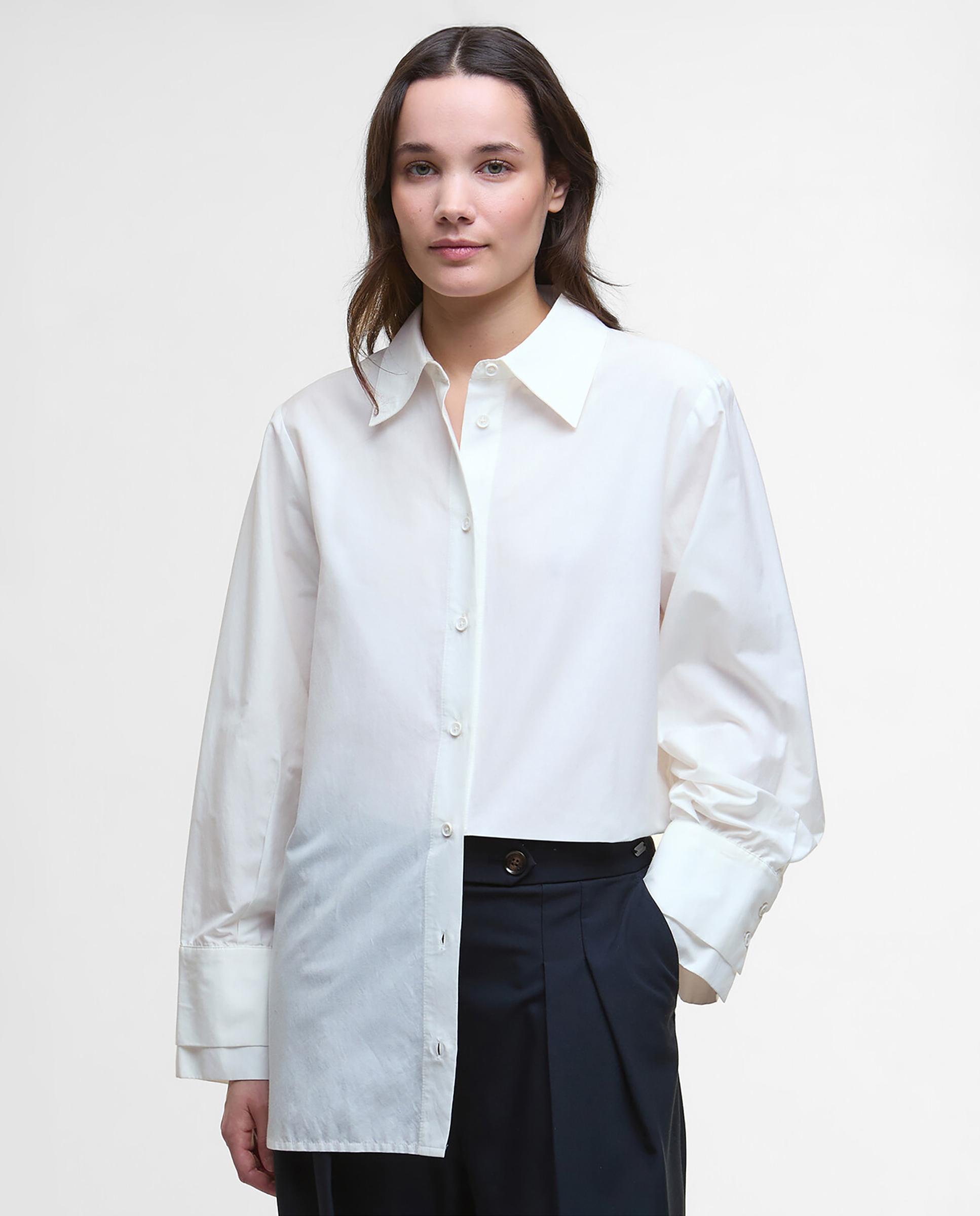Barbour - Camisa de mujer holgada con mangas estilo kimono con dobladillo vuelto.