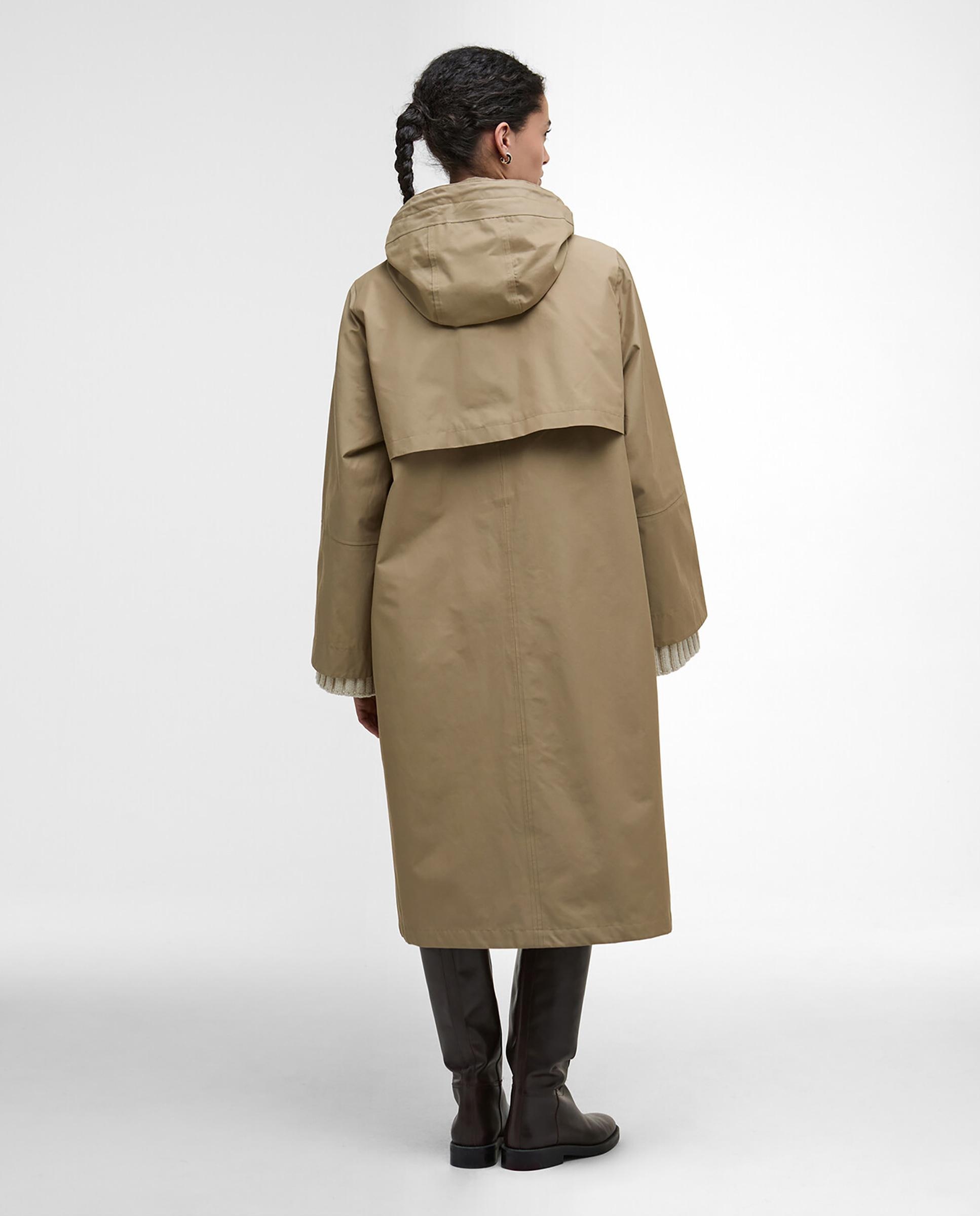 Abrigo de mujer con cierre de cremallera oculta y capucha con cordones - Barbour - Camel Camel-2