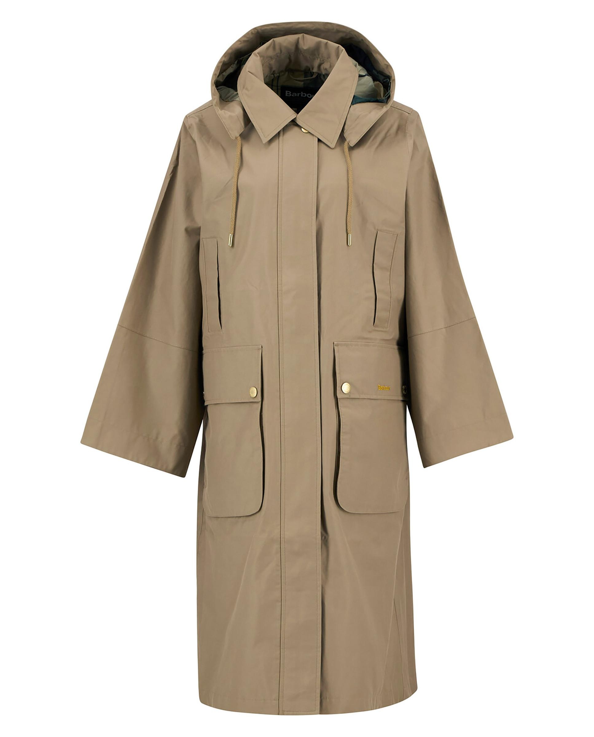 Abrigo de mujer con cierre de cremallera oculta y capucha con cordones - Barbour - Camel Camel-6