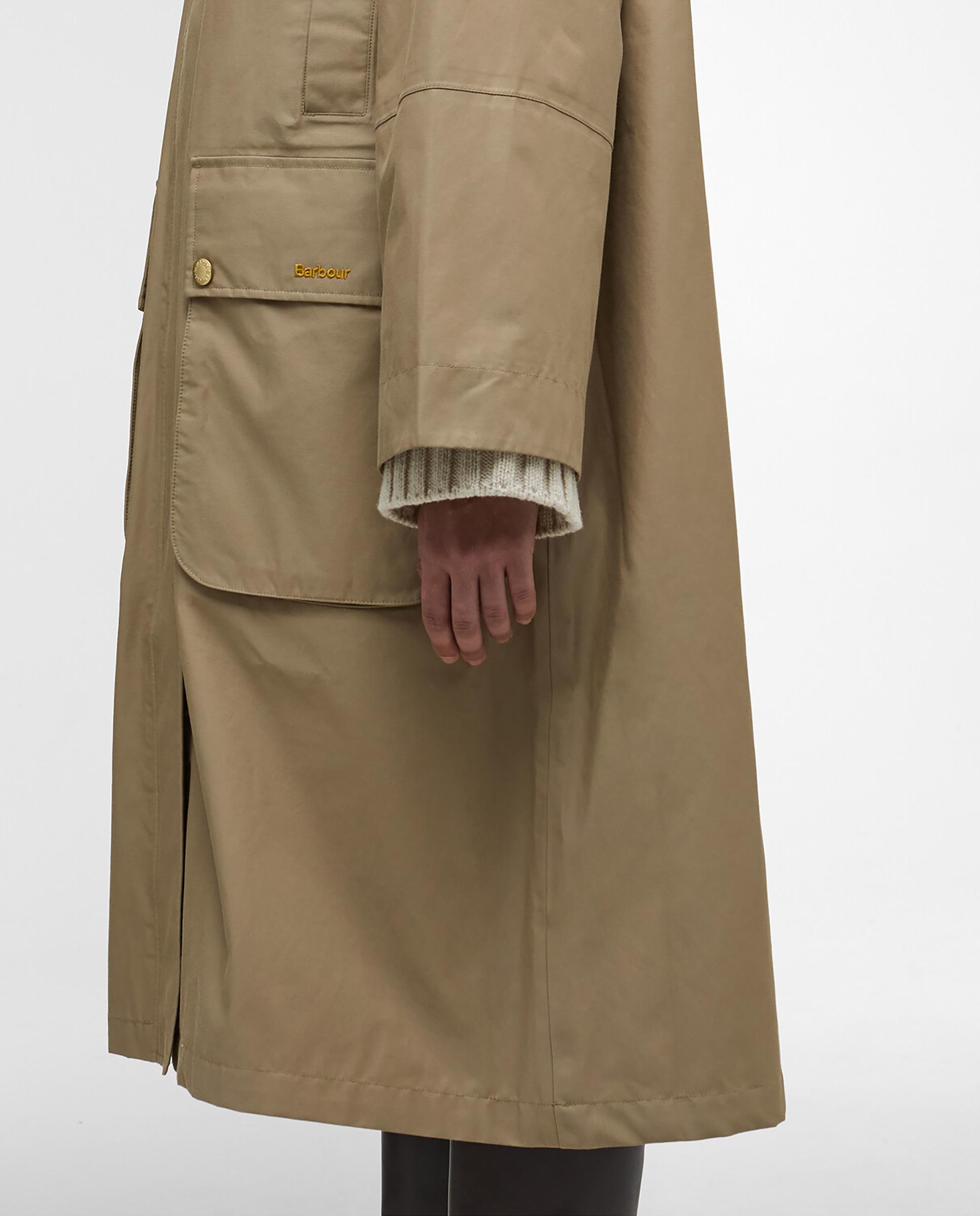 Abrigo de mujer con cierre de cremallera oculta y capucha con cordones - Barbour - Camel Camel-5