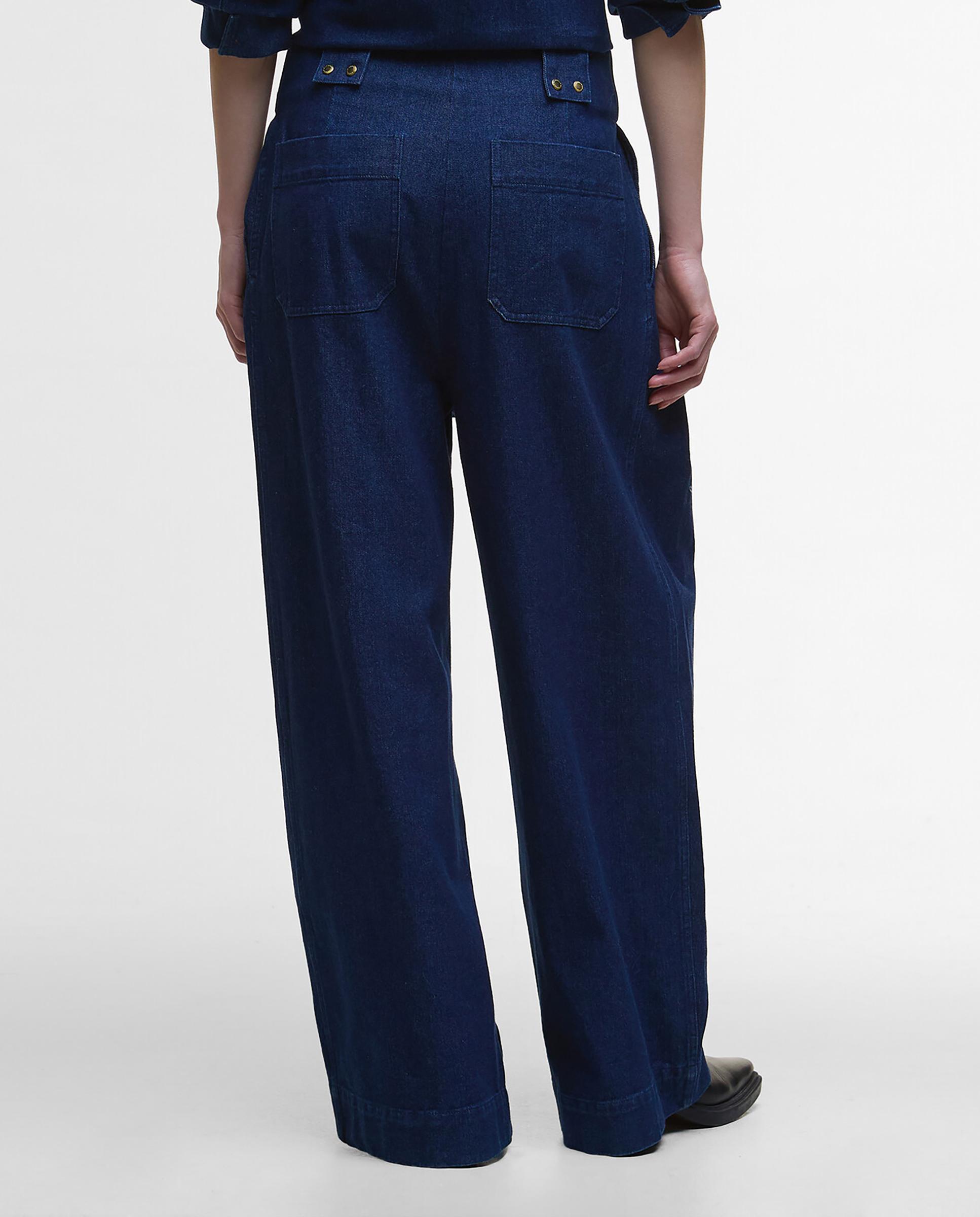 Pantalones vaqueros rectos de mujer con trabillas en cintura para cinturón con detalle de doble corchete en tono dorado - Barbour - Azul Azul-2