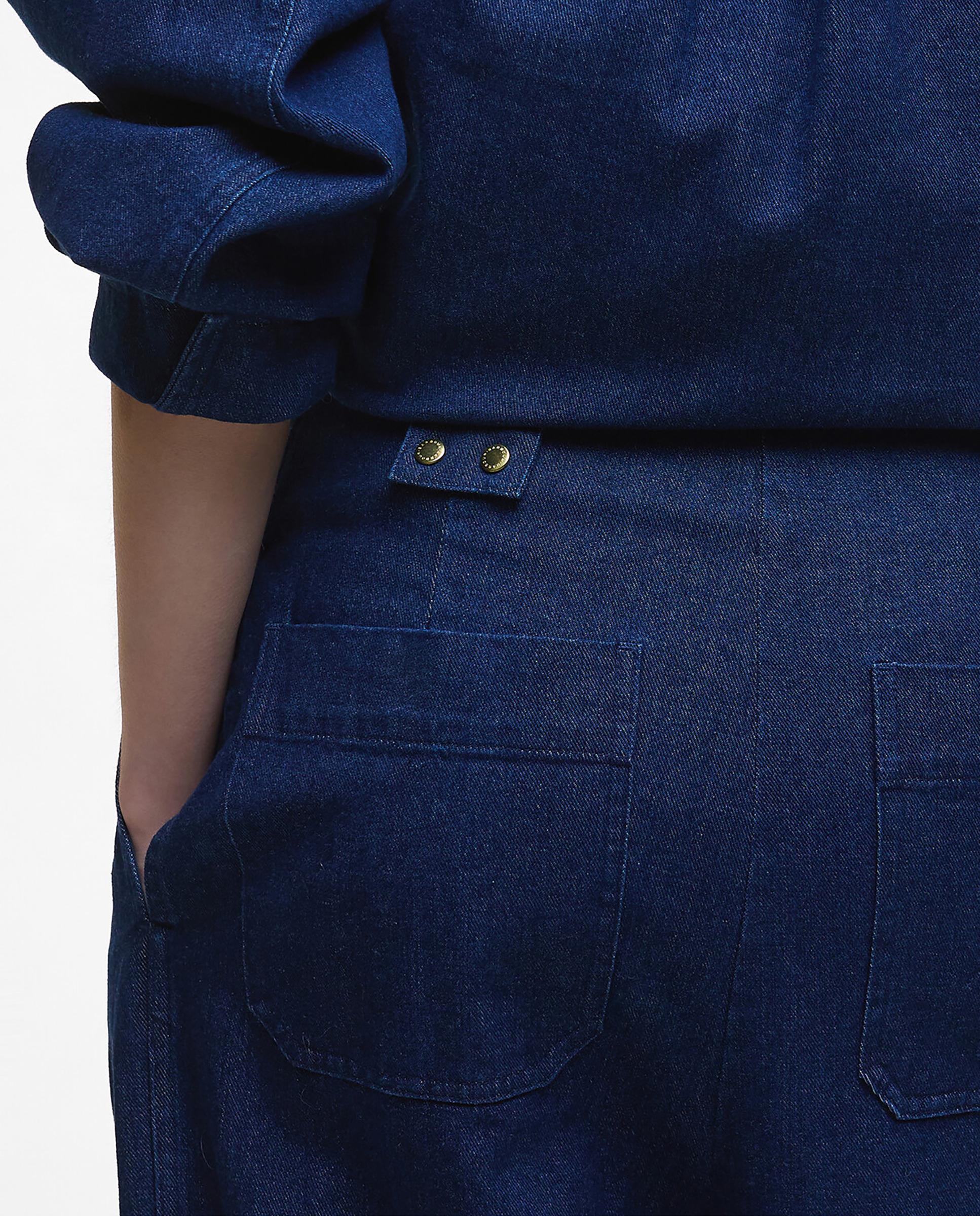 Pantalones vaqueros rectos de mujer con trabillas en cintura para cinturón con detalle de doble corchete en tono dorado - Barbour - Azul Azul-5