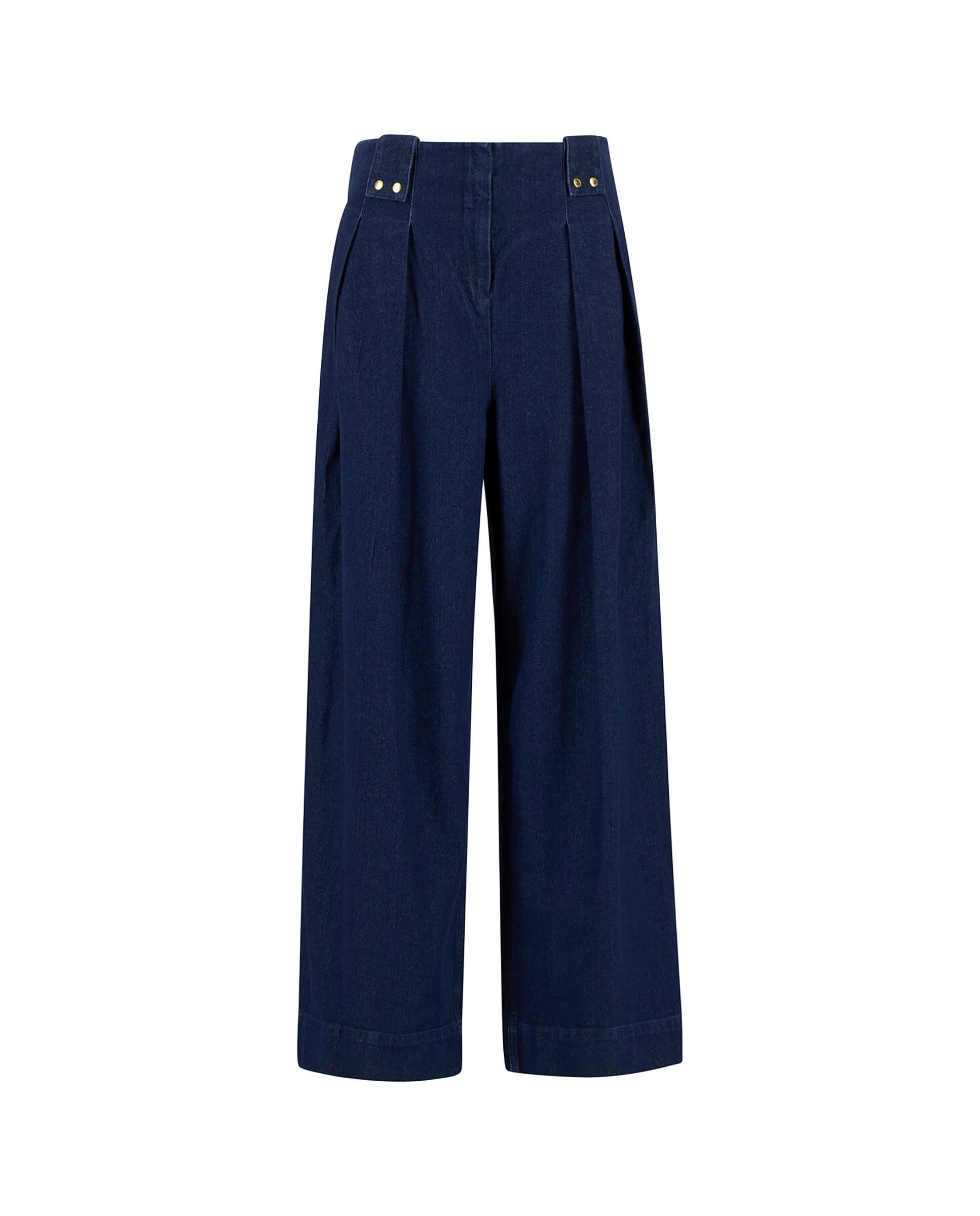 Pantalones vaqueros rectos de mujer con trabillas en cintura para cinturón con detalle de doble corchete en tono dorado - Barbour - Azul Azul-7