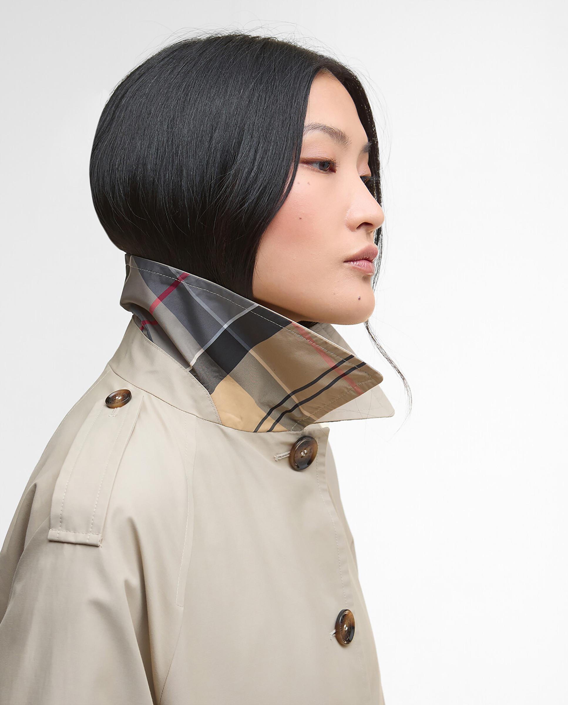 Gabardina de mujer con cierre central abotonado y cinturón a juego con cierre de hebilla ajustable a la cintura - Barbour - Gris Gris-4