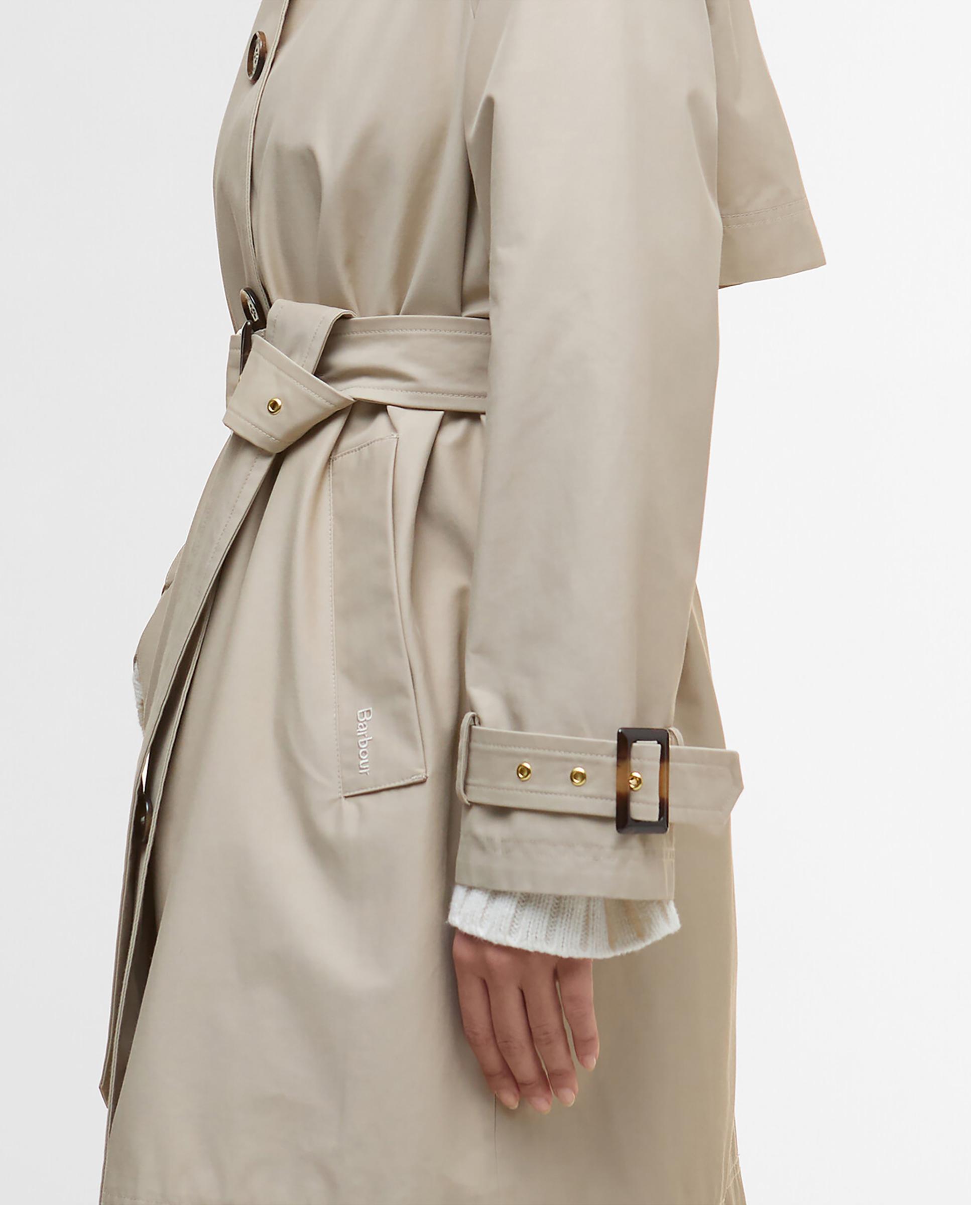 Gabardina de mujer con cierre central abotonado y cinturón a juego con cierre de hebilla ajustable a la cintura - Barbour - Gris Gris-6