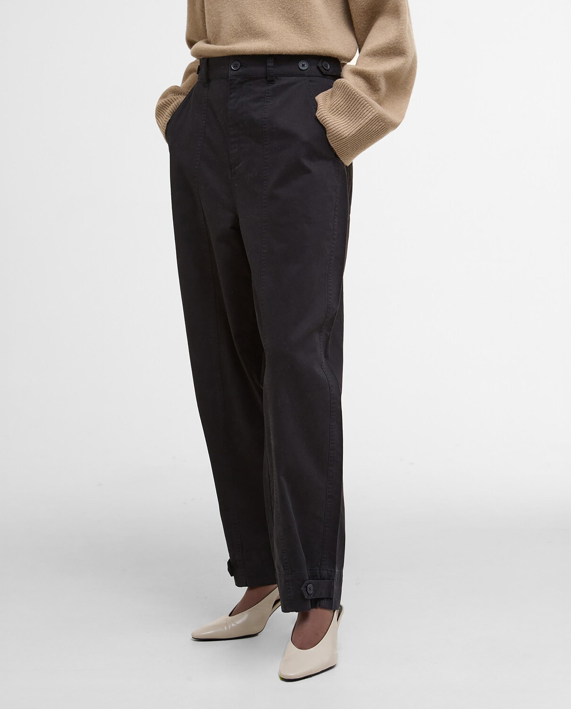 Pantalones vaqueros rectos de mujer con trabillas en cintura y sistema de ajuste trasero - Barbour - Negro Negro-3