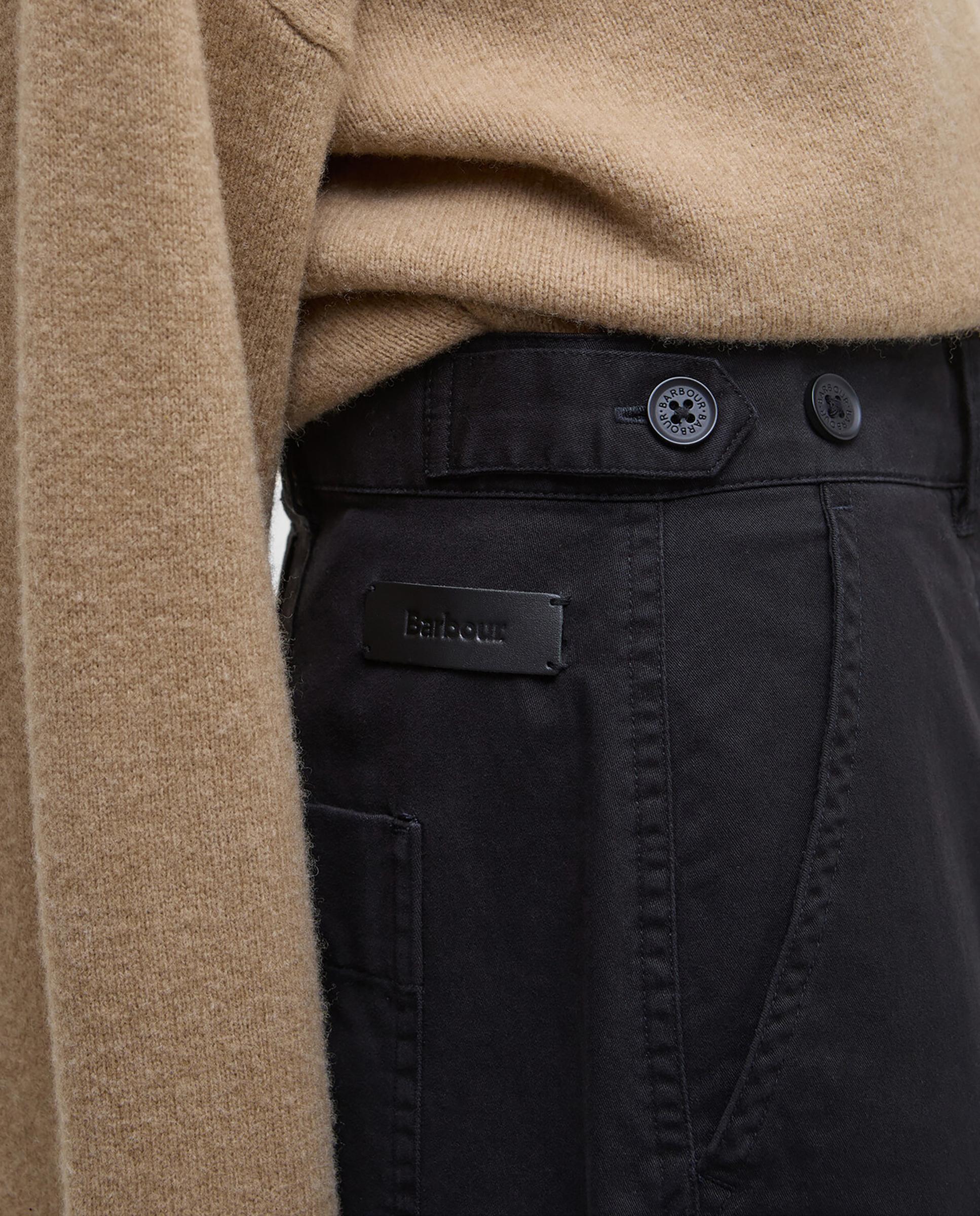 Pantalones vaqueros rectos de mujer con trabillas en cintura y sistema de ajuste trasero - Barbour - Negro Negro-4