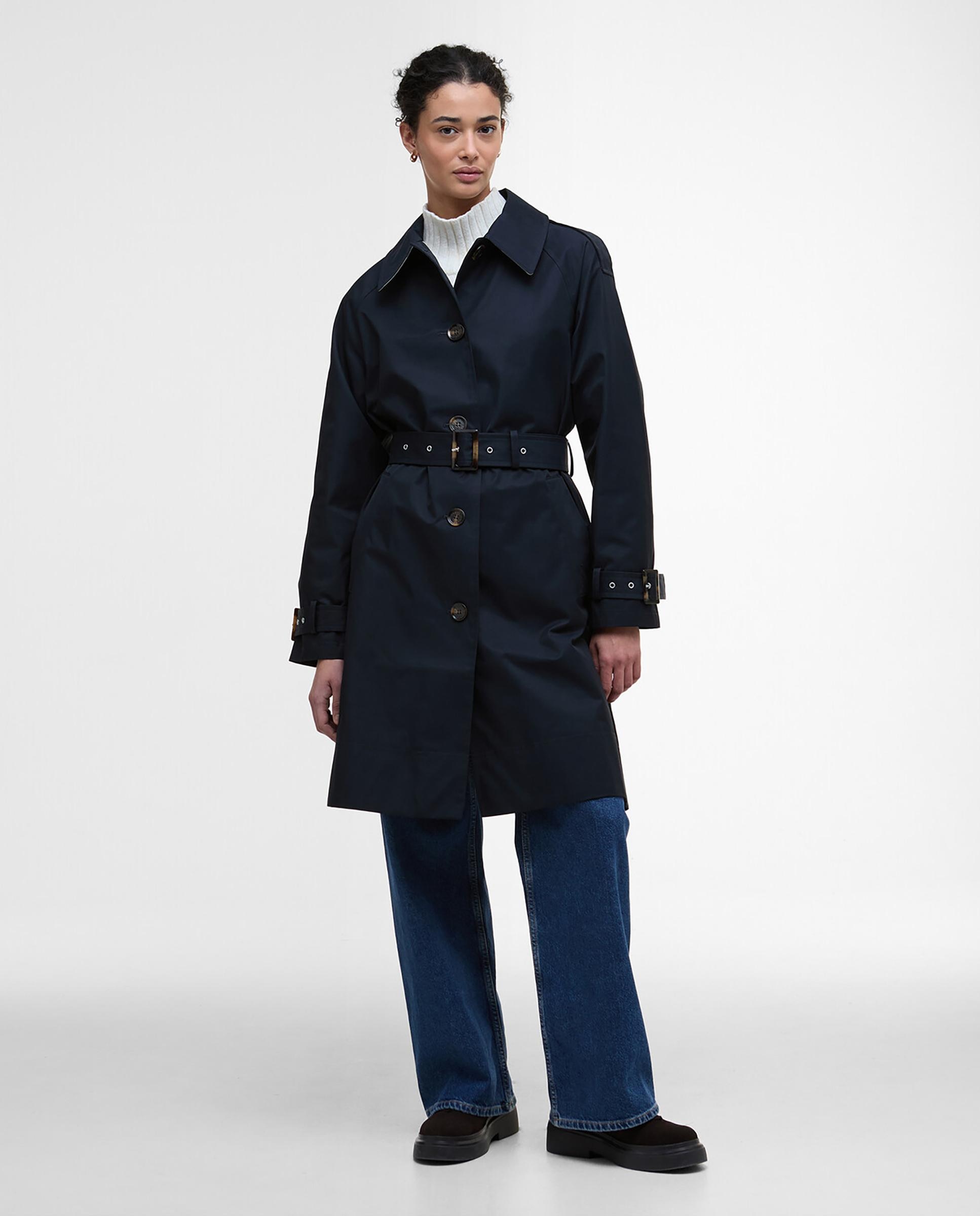 Gabardina de mujer con cierre central abotonado y cinturón a juego con cierre de hebilla ajustable a la cintura - Barbour - Azul Azul-1