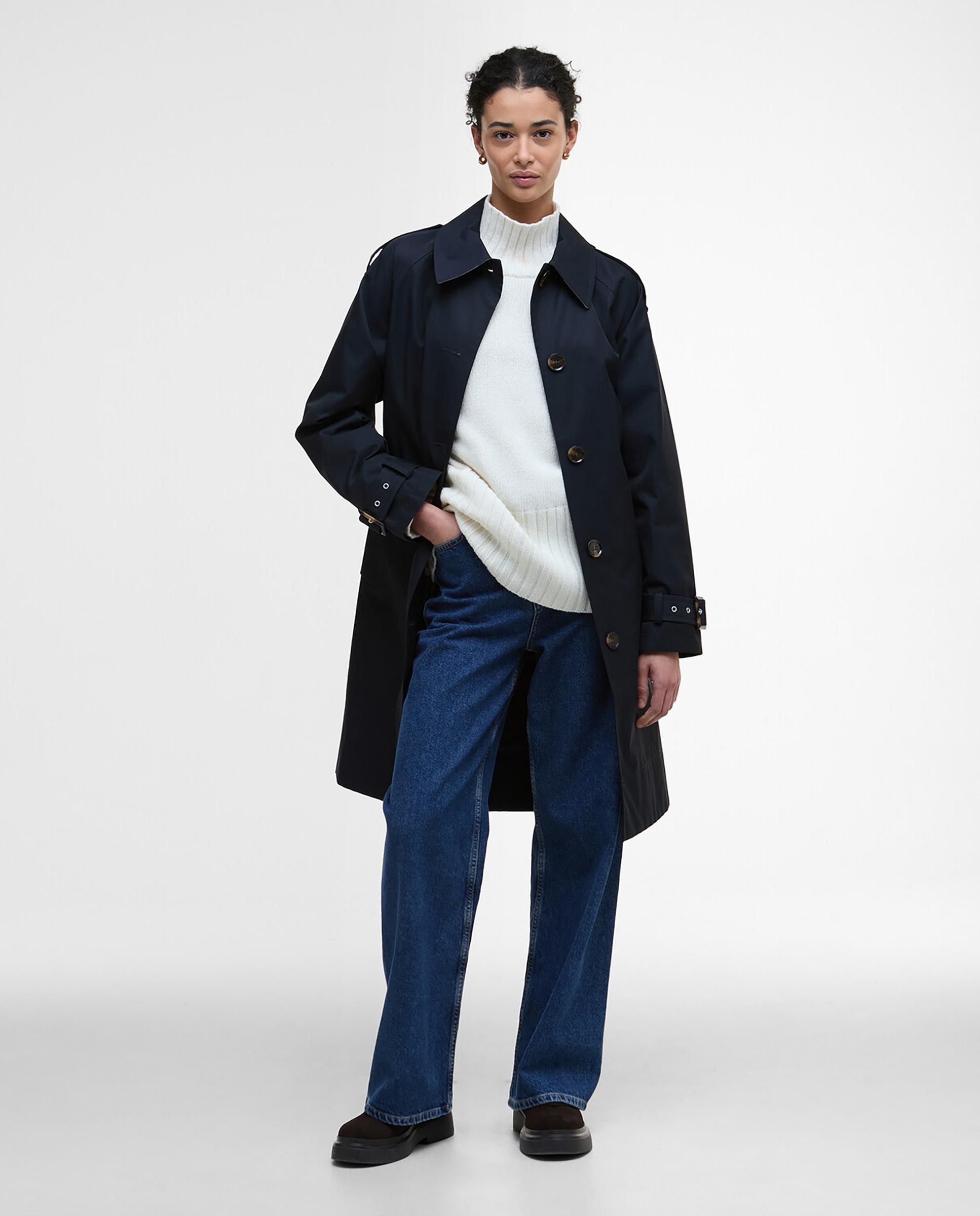 Gabardina de mujer con cierre central abotonado y cinturón a juego con cierre de hebilla ajustable a la cintura - Barbour - Azul Azul-3