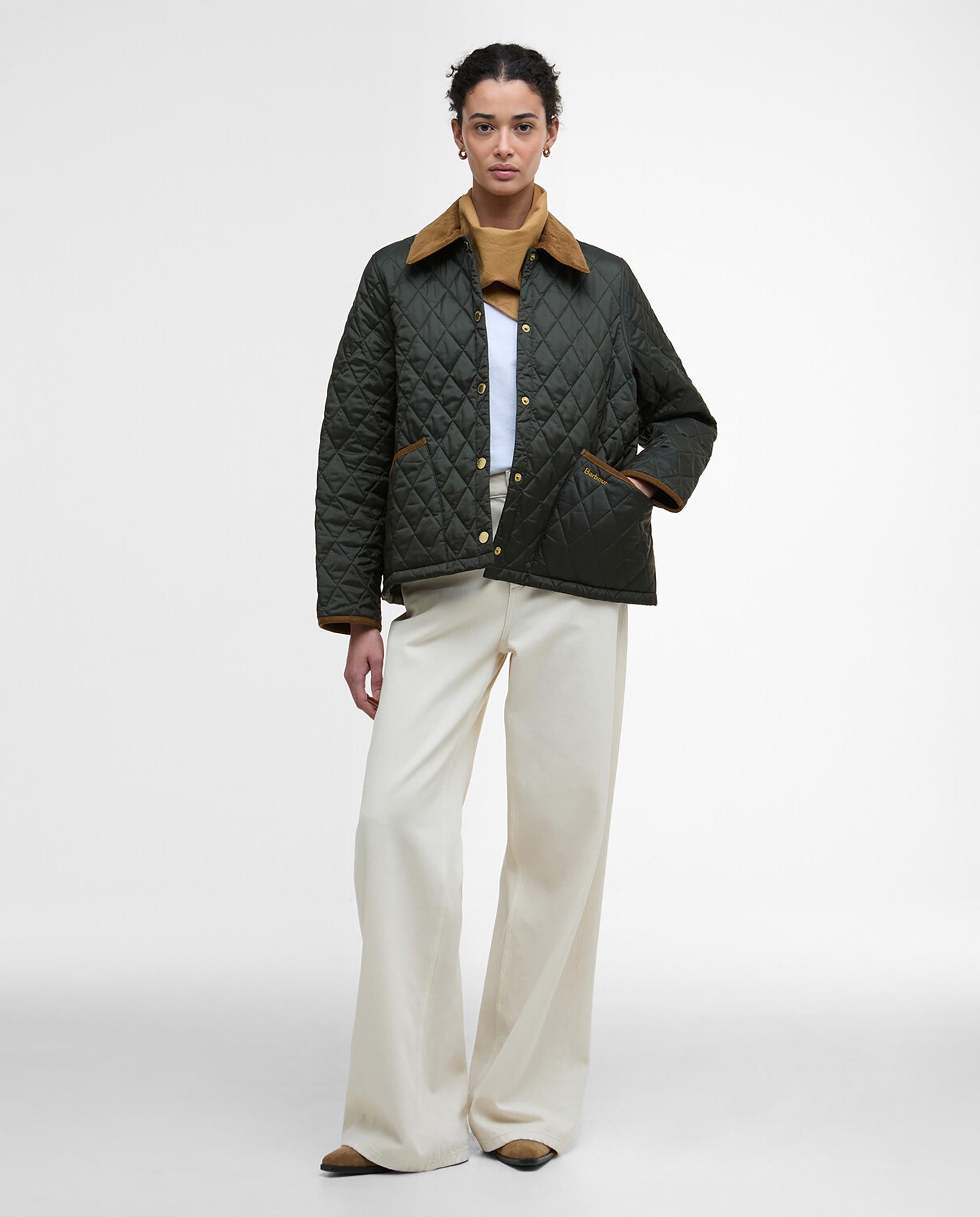 Chaqueta de mujer con cierre central con corchetes metálicos y clásico cuello francés - Barbour - Negro Negro-3