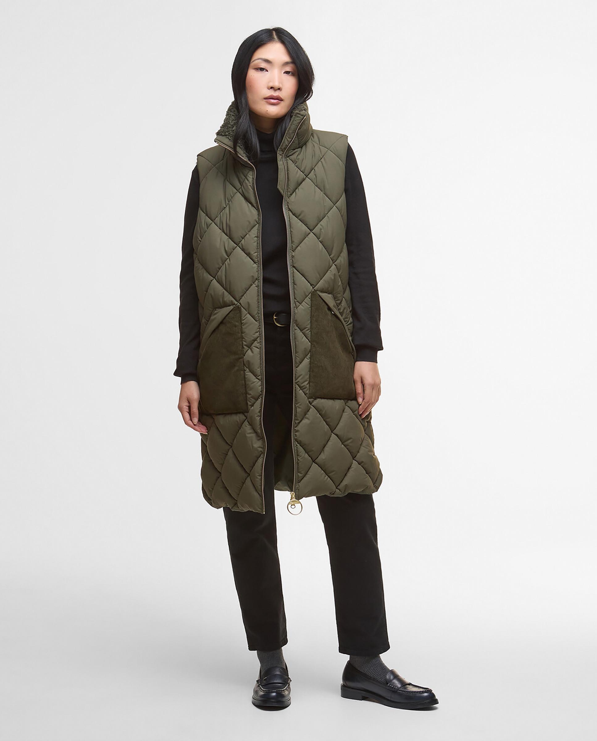 Chaleco de mujer de cuello alto y cierre de cremallera - Barbour - Verde Verde-1