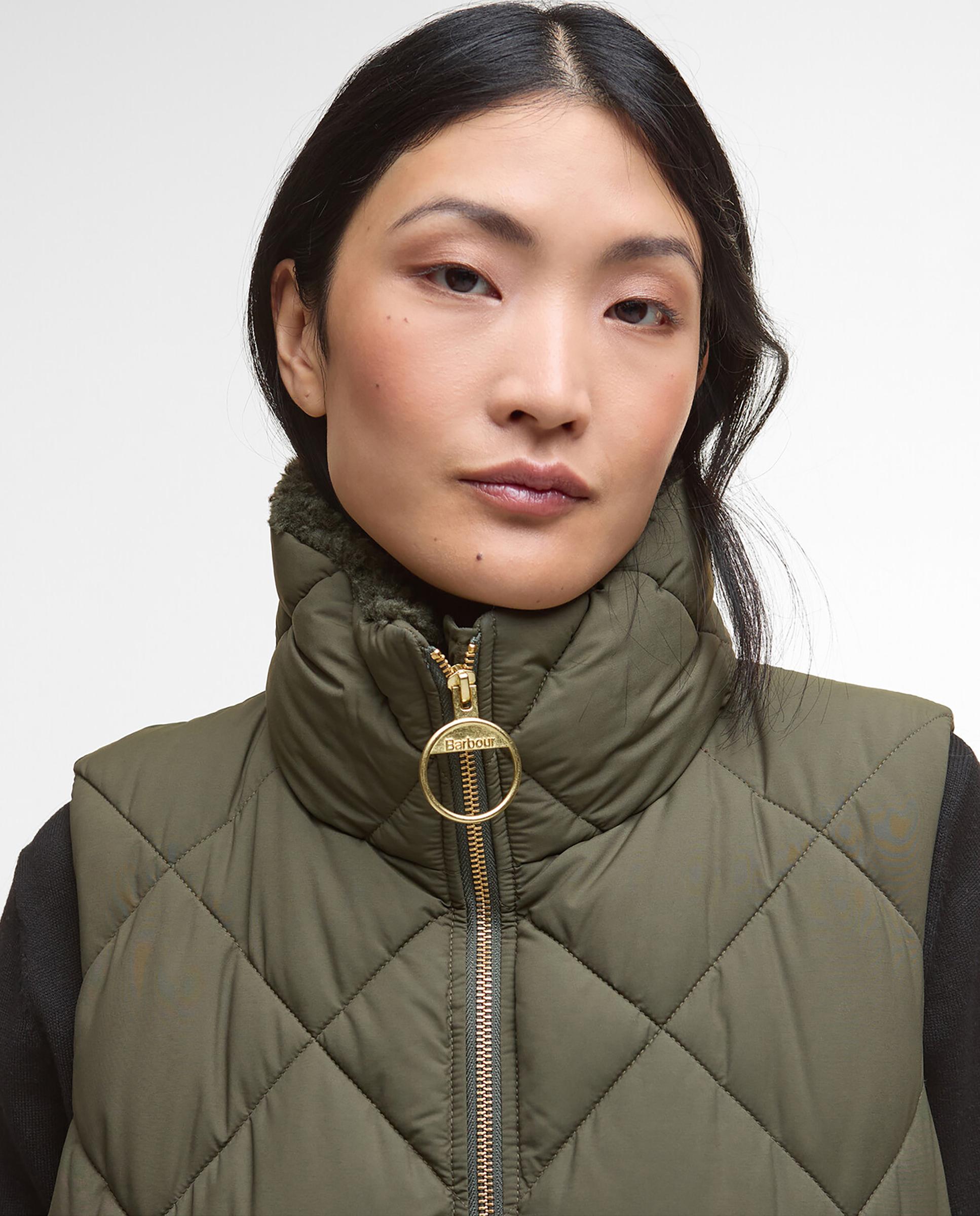 Chaleco de mujer de cuello alto y cierre de cremallera - Barbour - Verde Verde-4
