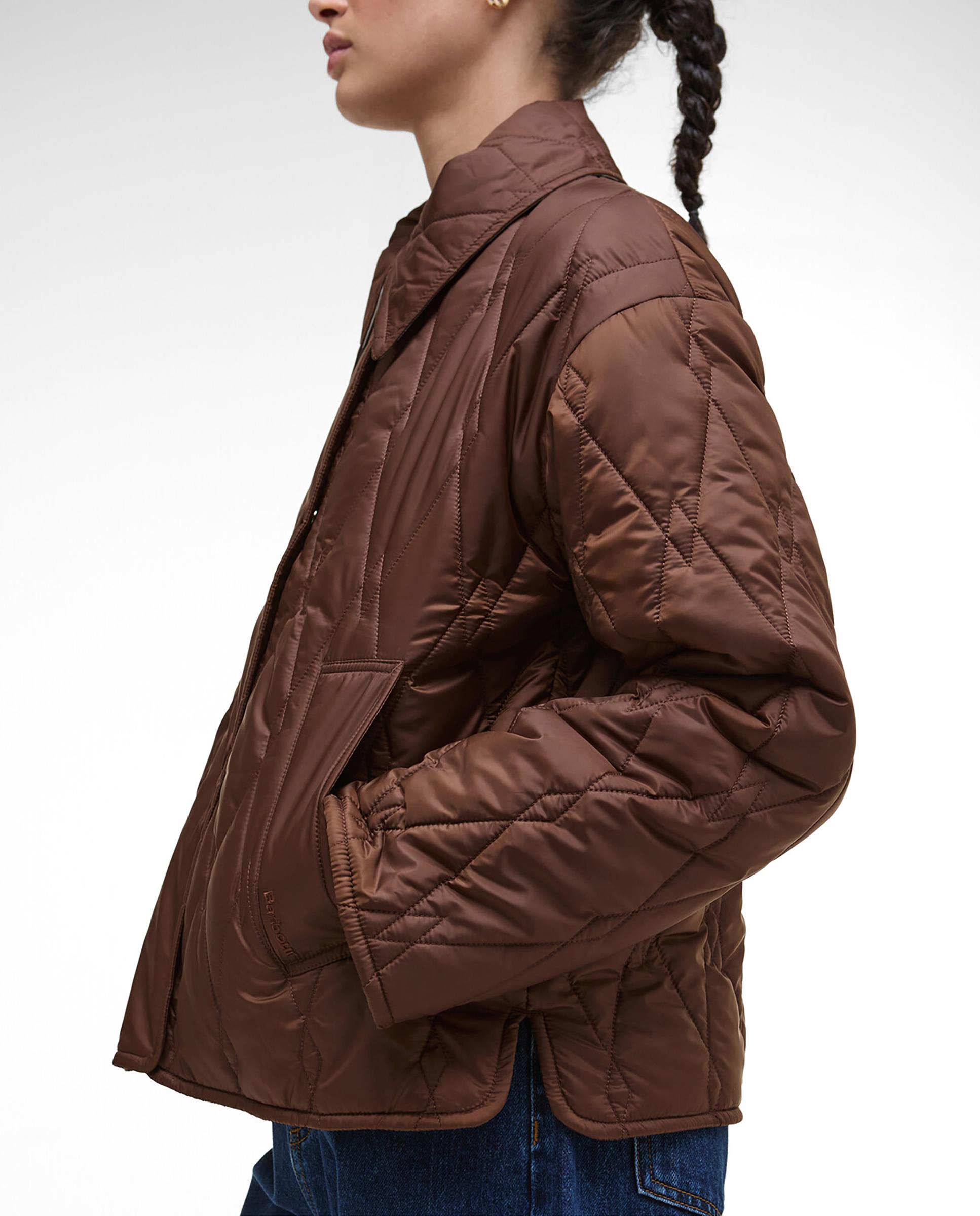Chaqueta de mujer con cierre central por cremallera oculta y tapete abotonada - Barbour - Burdeos Burdeos-4