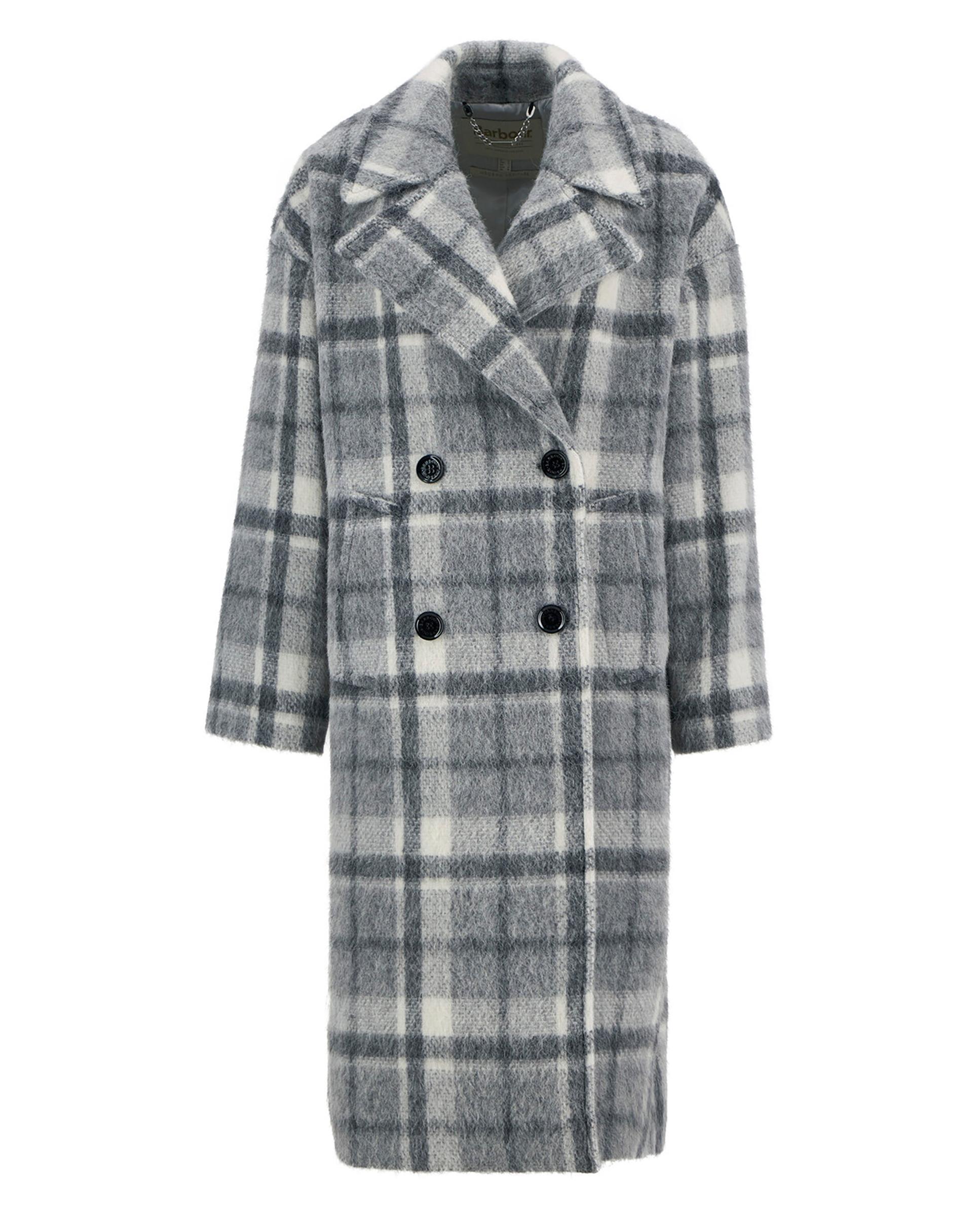 Abrigo de mujer largo con estampado a cuadros con cuello solapa y cierre cruzado abotonado - Barbour - Multicolor Multicolor-7