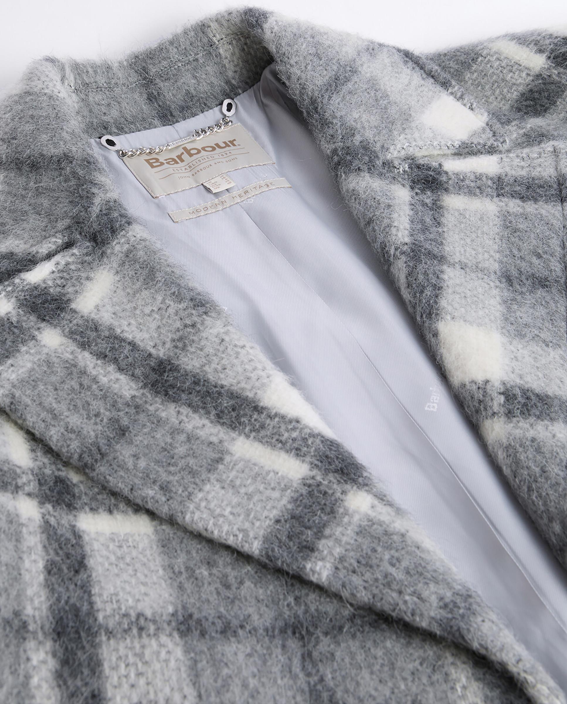 Abrigo de mujer largo con estampado a cuadros con cuello solapa y cierre cruzado abotonado - Barbour - Multicolor Multicolor-6