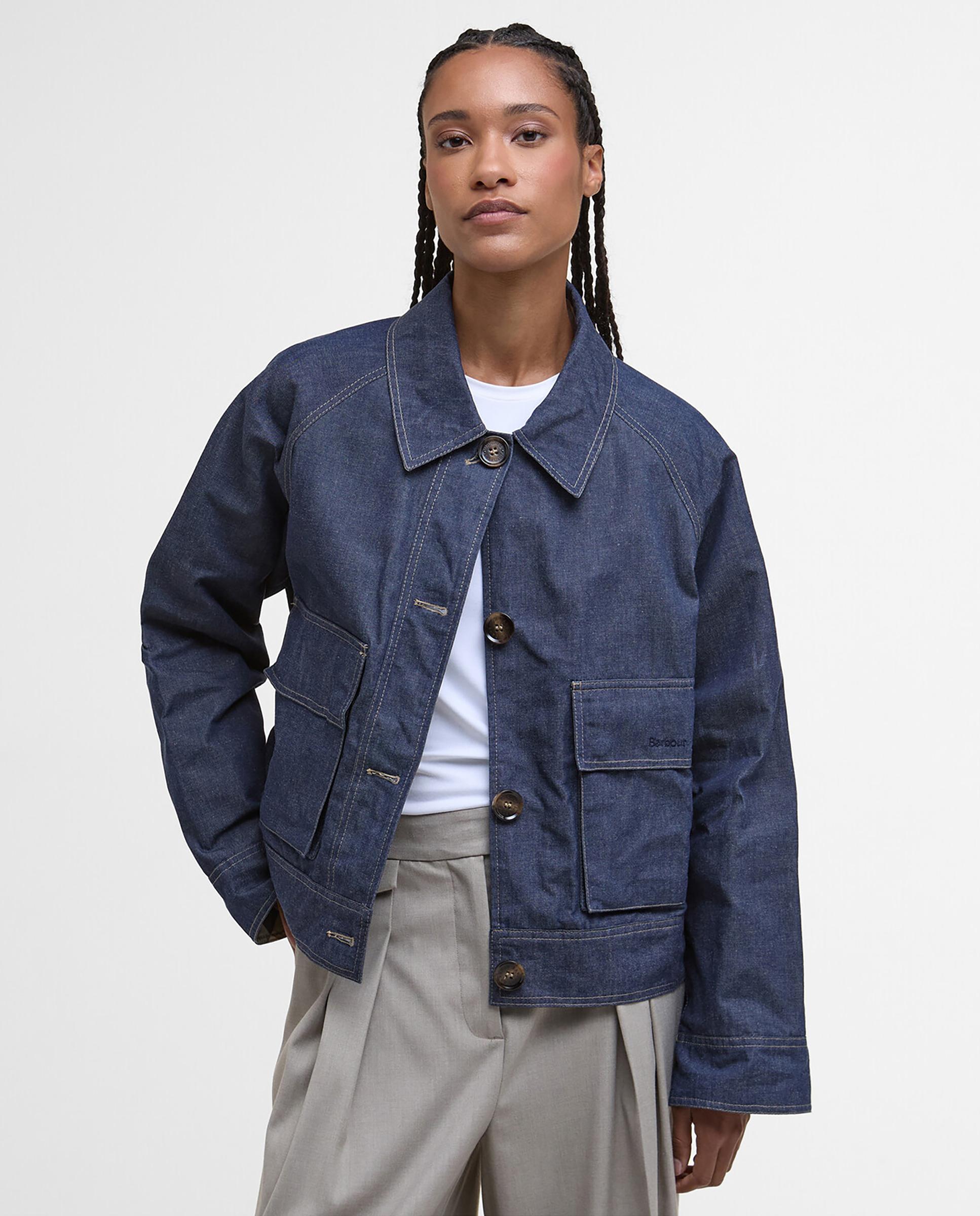 Chaqueta de mujer con cierre de botones bolsillos frontales - Barbour - Azul Azul-1
