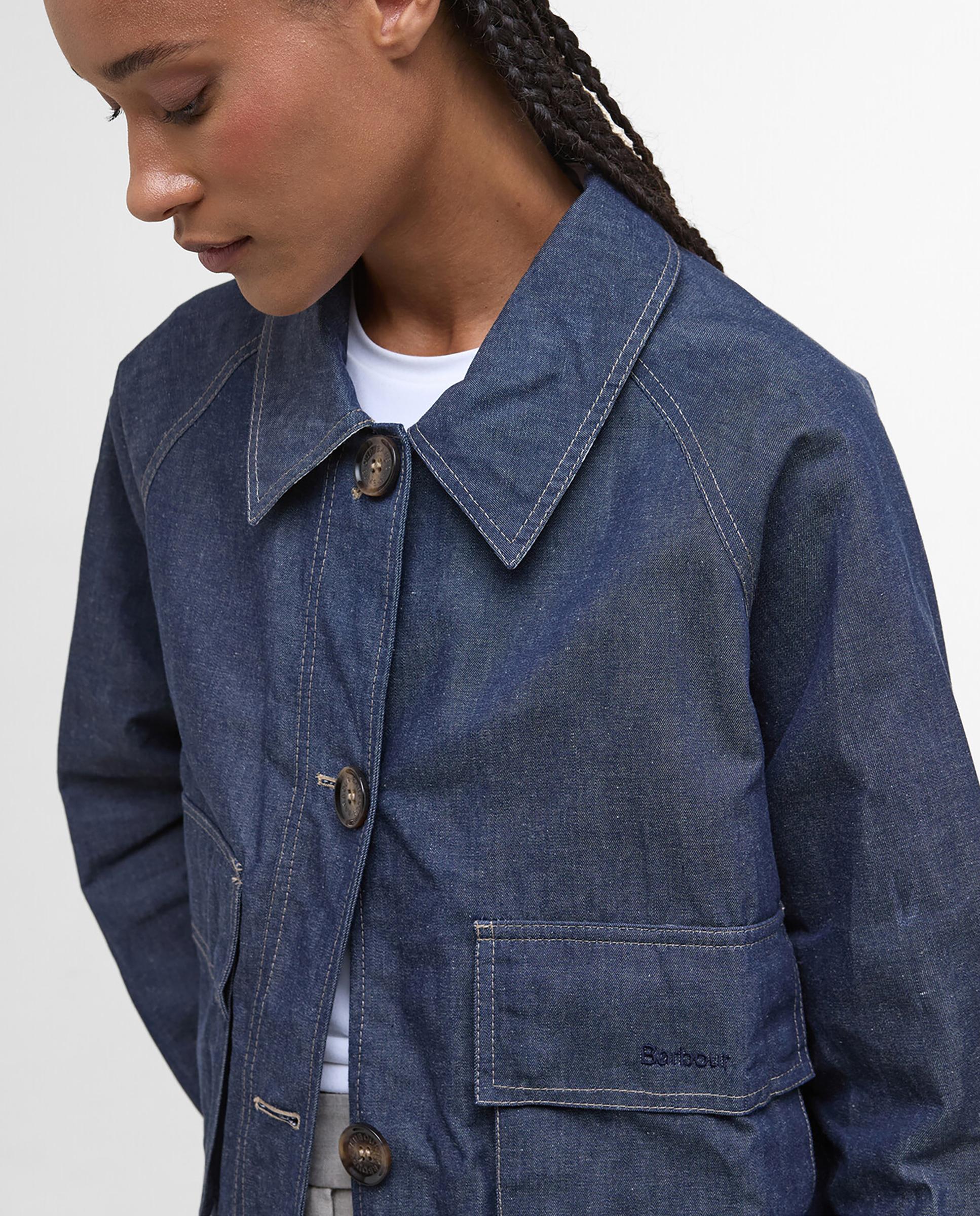 Chaqueta de mujer con cierre de botones bolsillos frontales - Barbour - Azul Azul-4