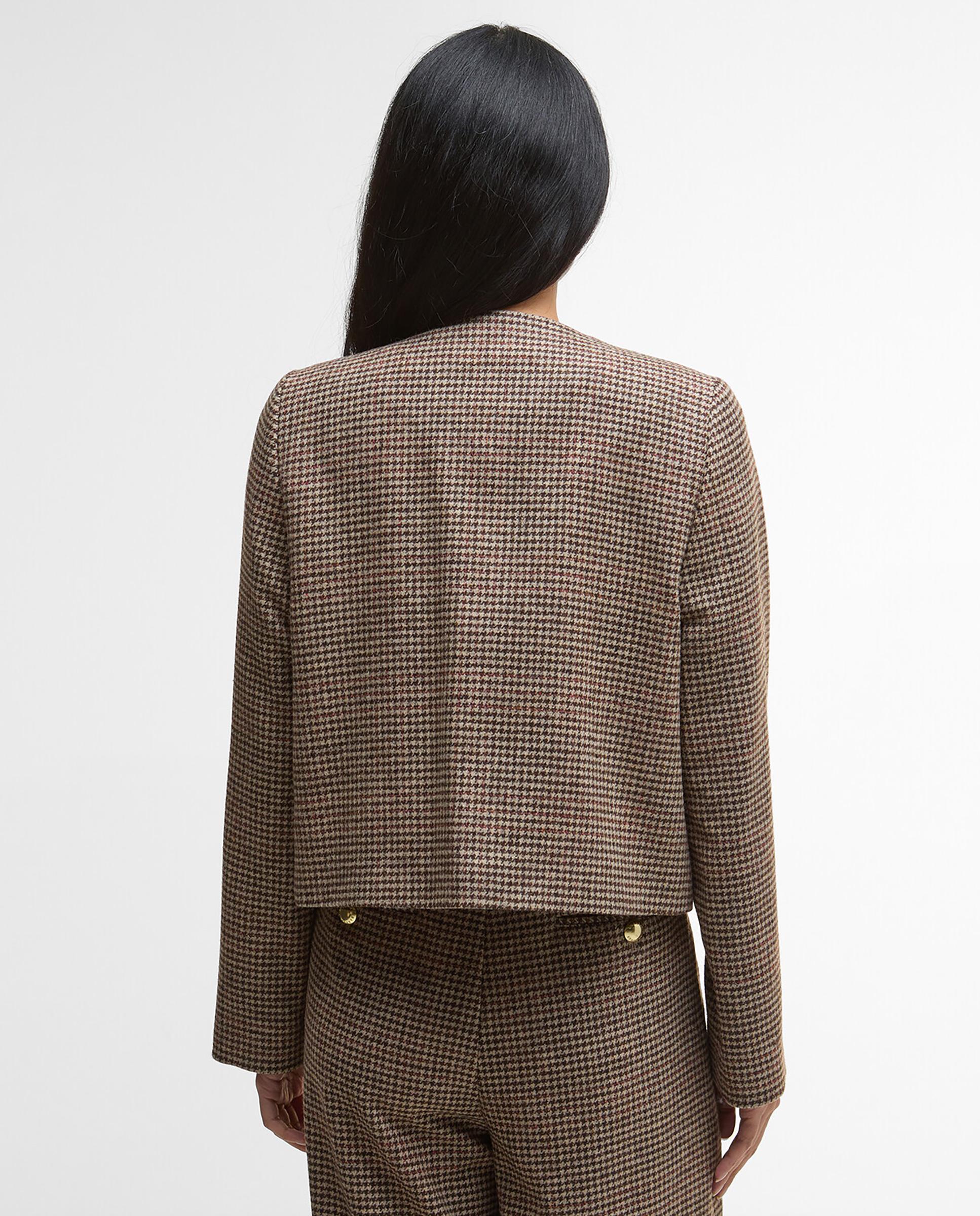 Blazer de mujer con estampado y bolsillos frontales tipo parche con solapa de cierre - Barbour - Marrón Marrón-2