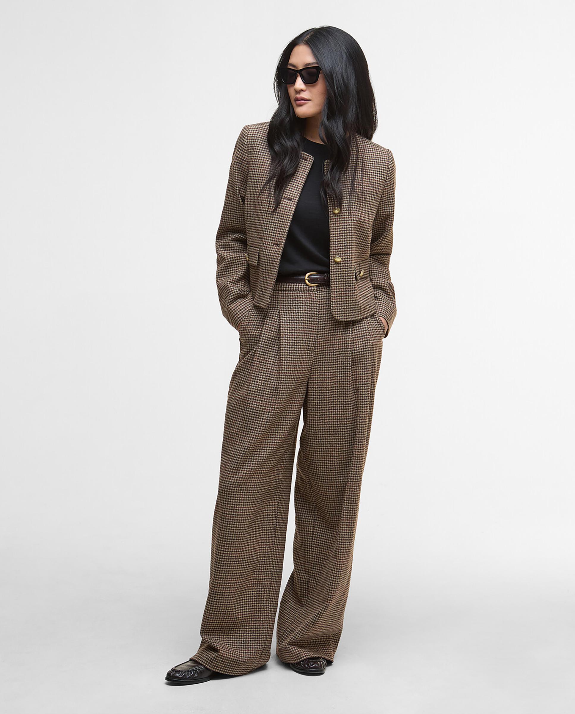 Blazer de mujer con estampado y bolsillos frontales tipo parche con solapa de cierre - Barbour - Marrón Marrón-3