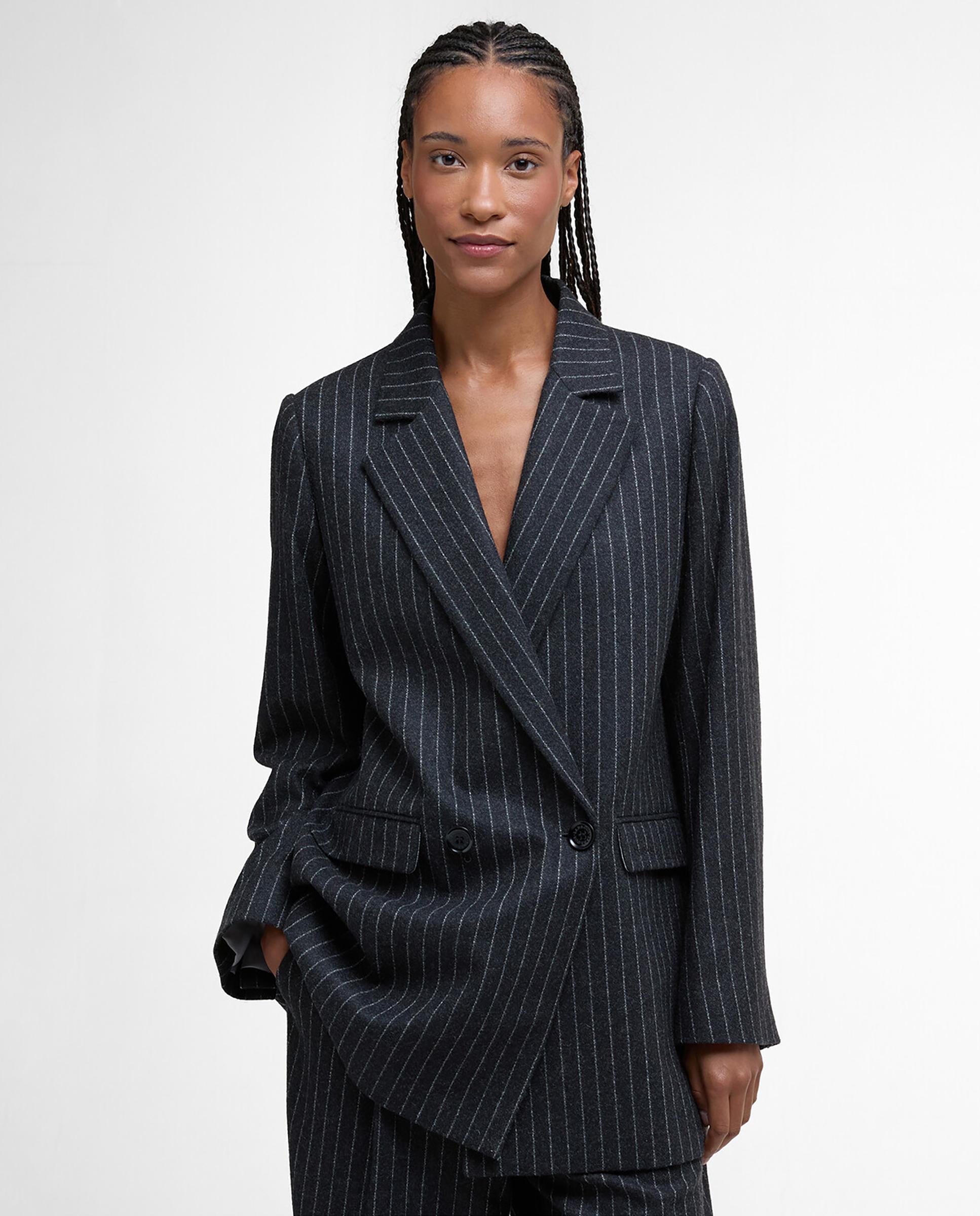 Blazer de mujer con estampado de raya y cuello de solapa - Barbour - Azul Azul-1