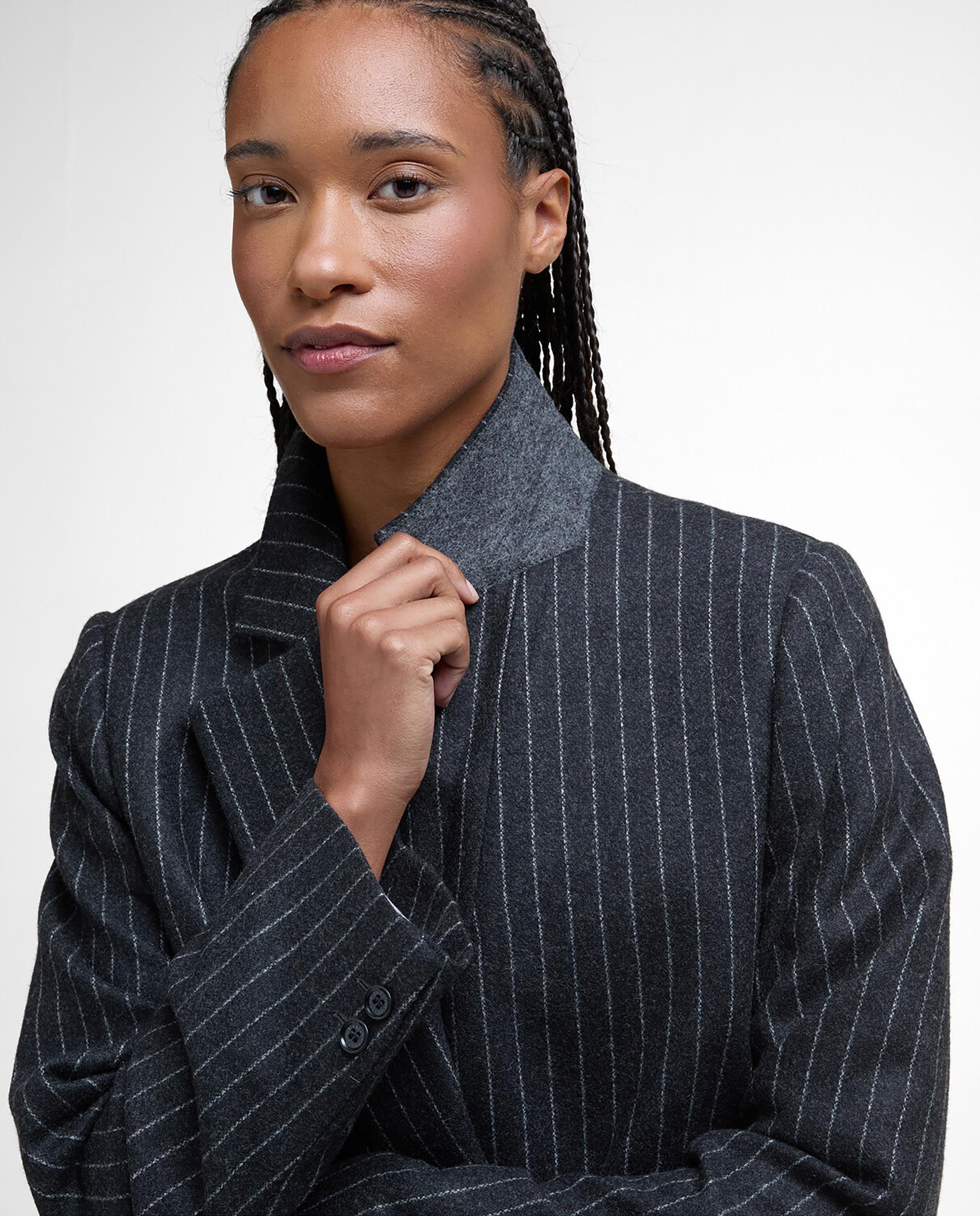 Blazer de mujer con estampado de raya y cuello de solapa - Barbour - Azul Azul-5