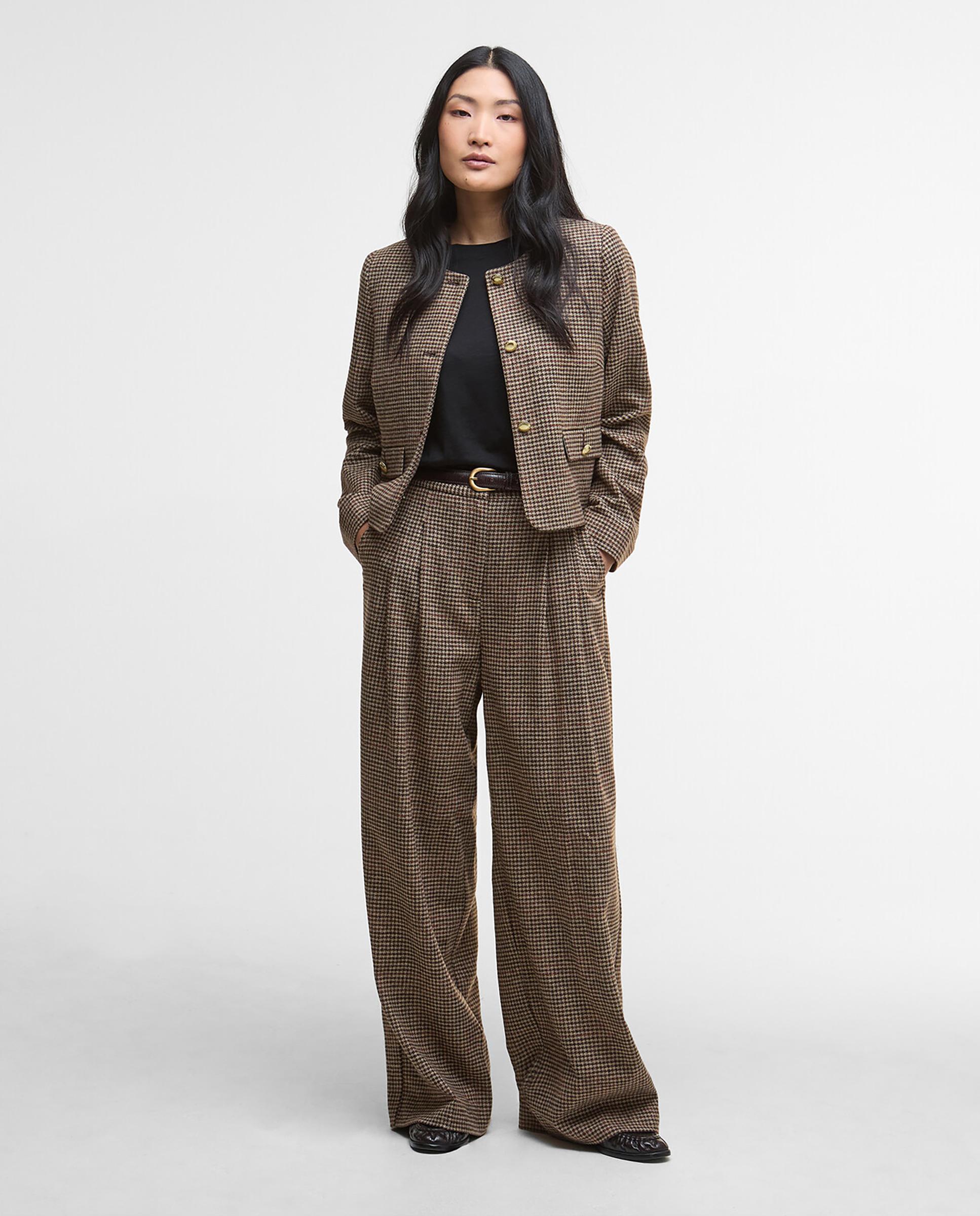 Barbour - Pantalón recto de mujer con estampado y sistema de cierre con cremallera y botón oculto por tapete.