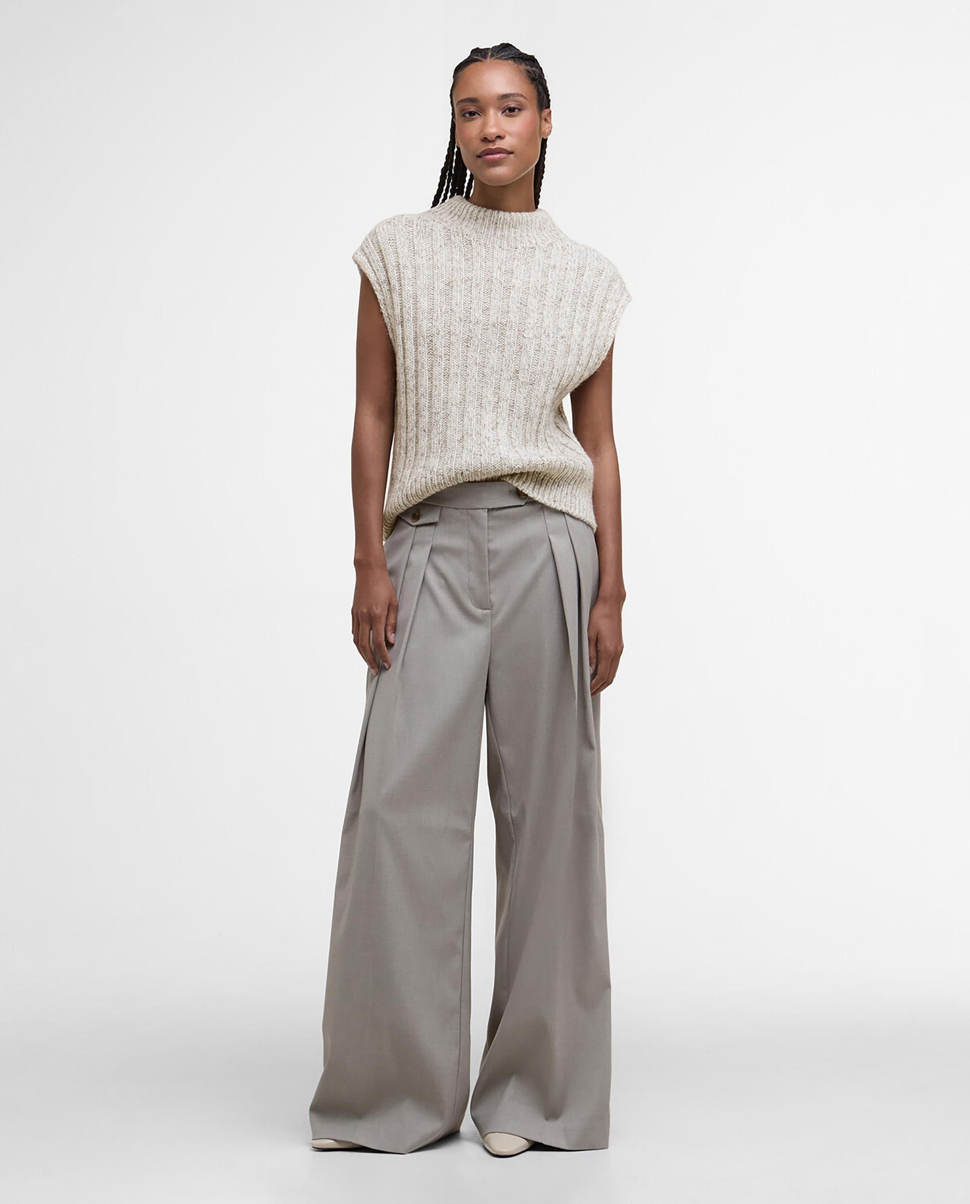 Chaleco de mujer de punto grueso, con tejido acanalado y cuello redondo - Barbour - Gris Gris-3