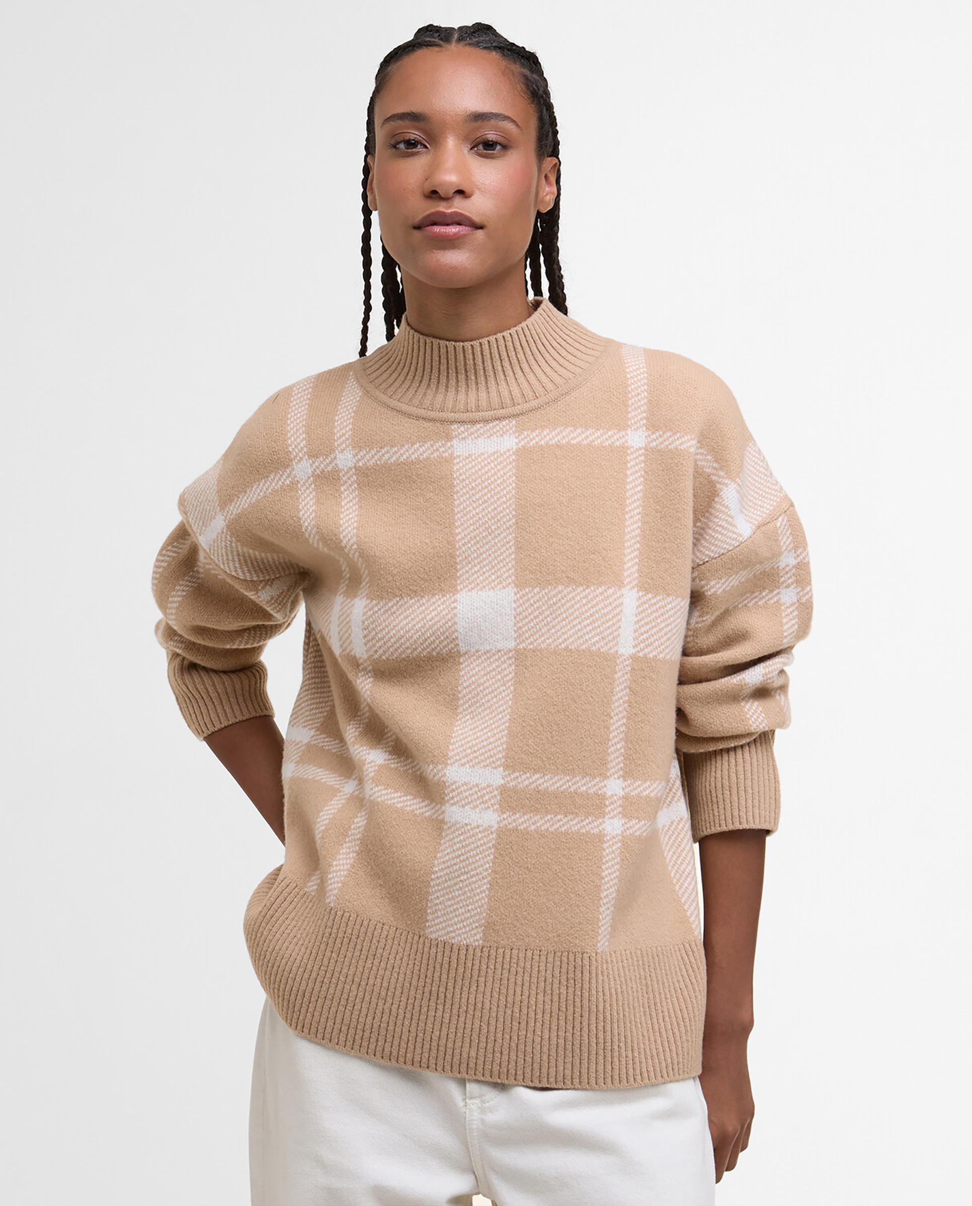 Jersey de mujer de punto con cuello alto acanalado - Barbour - Camel Camel-1