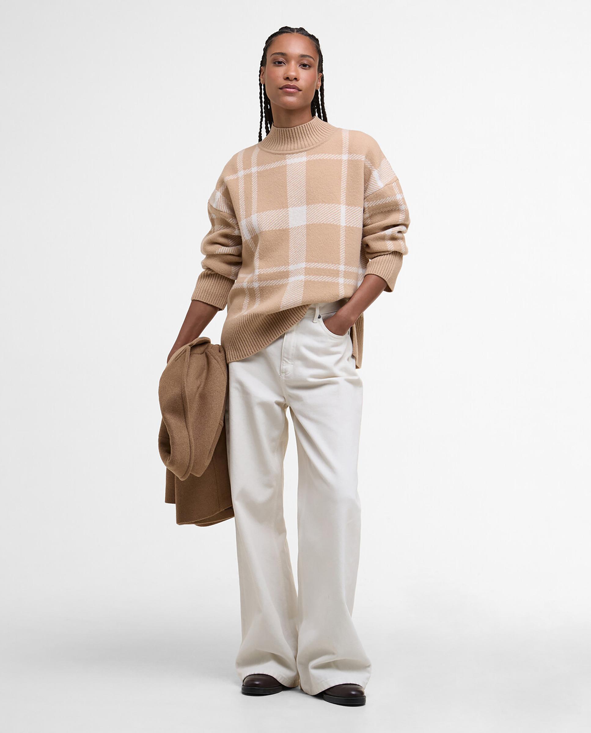 Jersey de mujer de punto con cuello alto acanalado - Barbour - Camel Camel-3