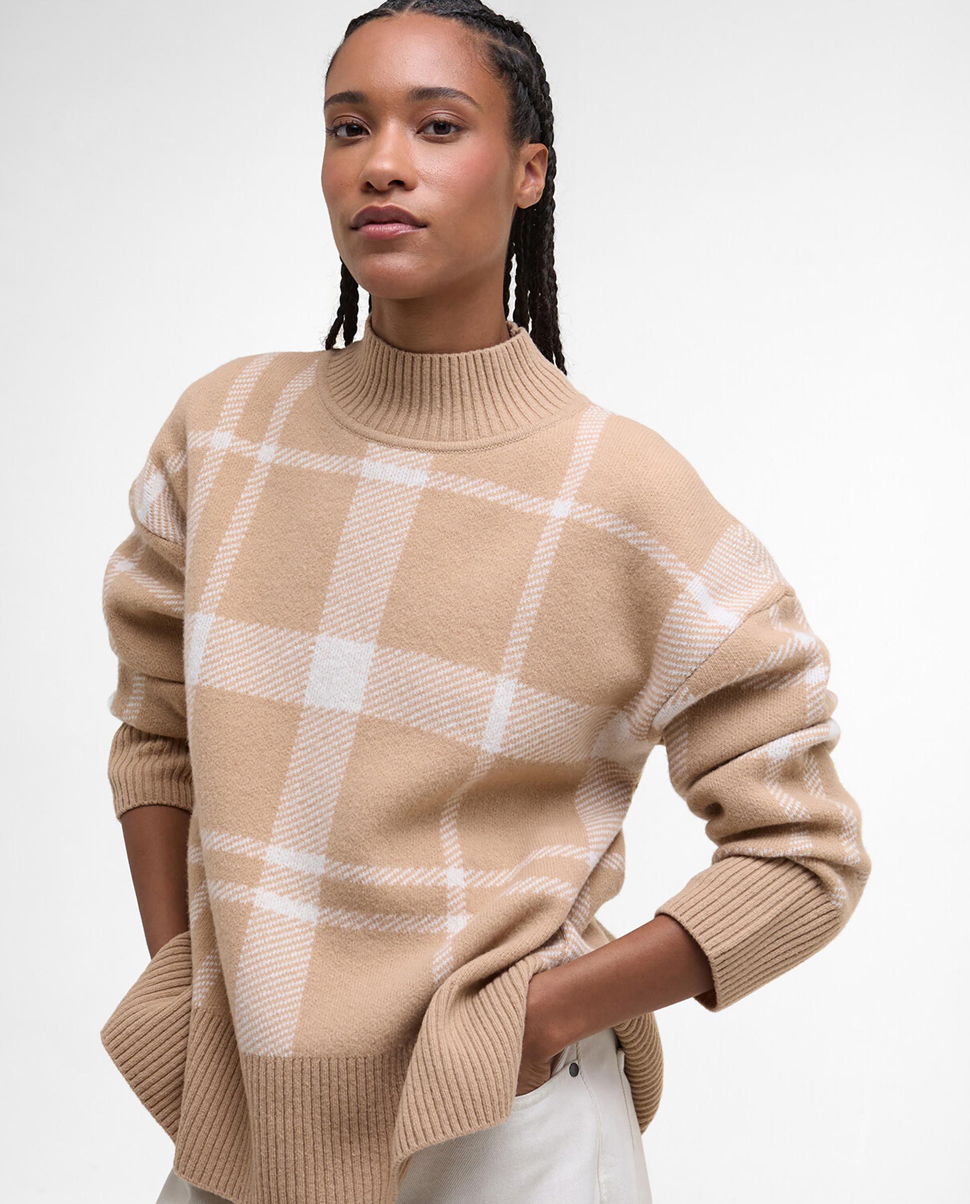 Jersey de mujer de punto con cuello alto acanalado - Barbour - Camel Camel-4