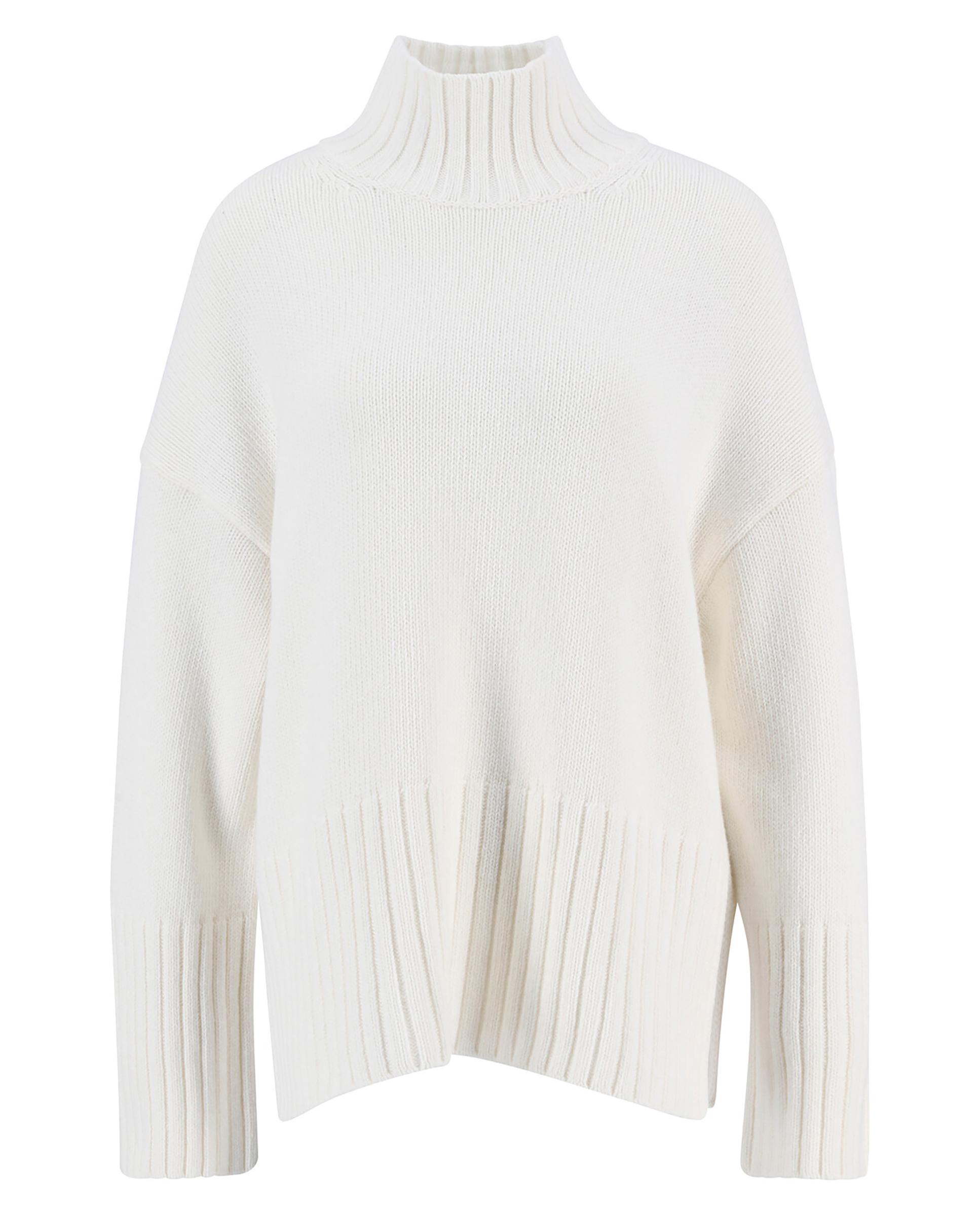 Jersey de mujer de punto grueso con cuello alto acanalado y acabados en canalé en puños y bajo - Barbour - Blanco Blanco-7