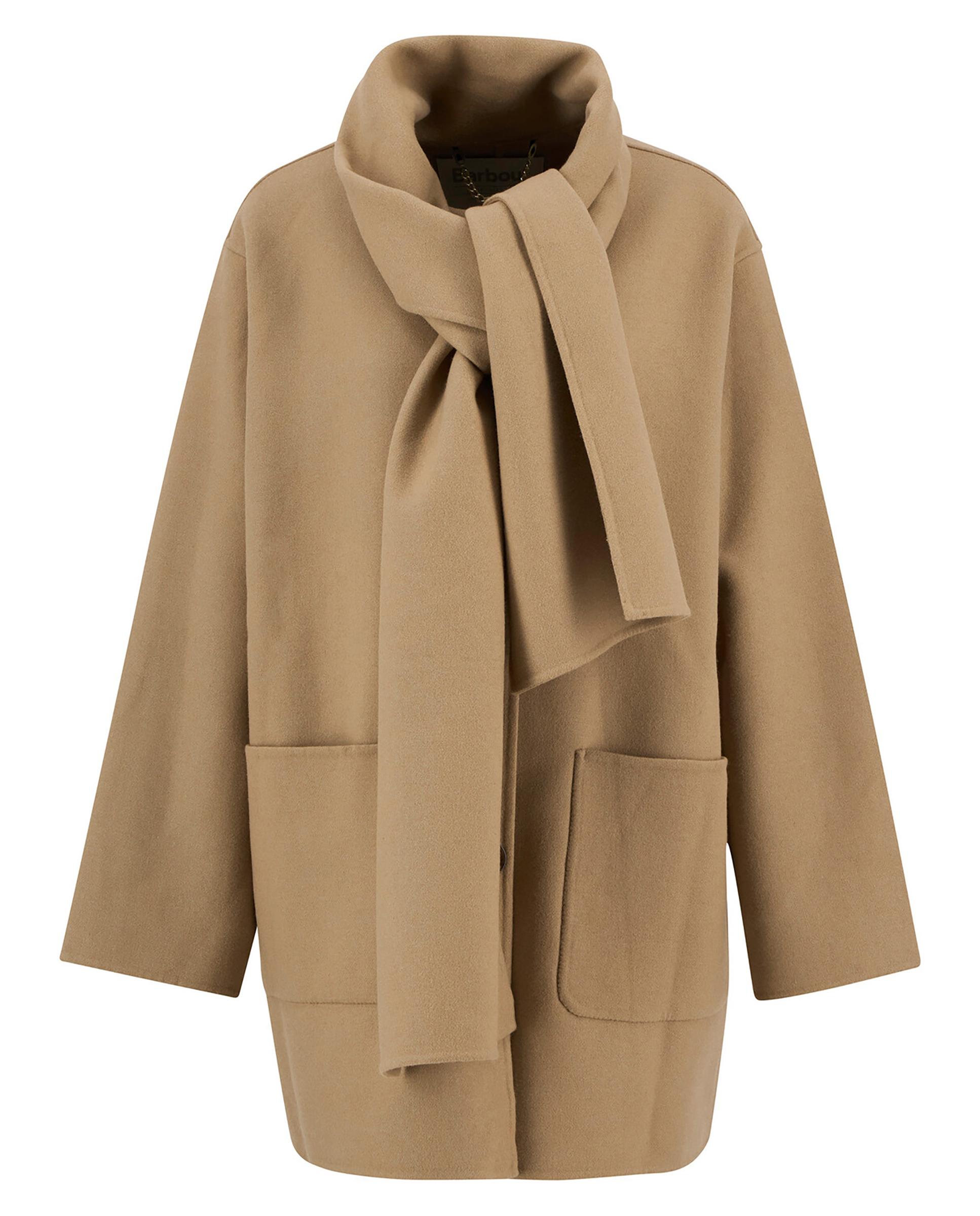 Abrigo de mujer de corte recto y cuello amplio con bufanda integrada - Barbour - Camel Camel-7