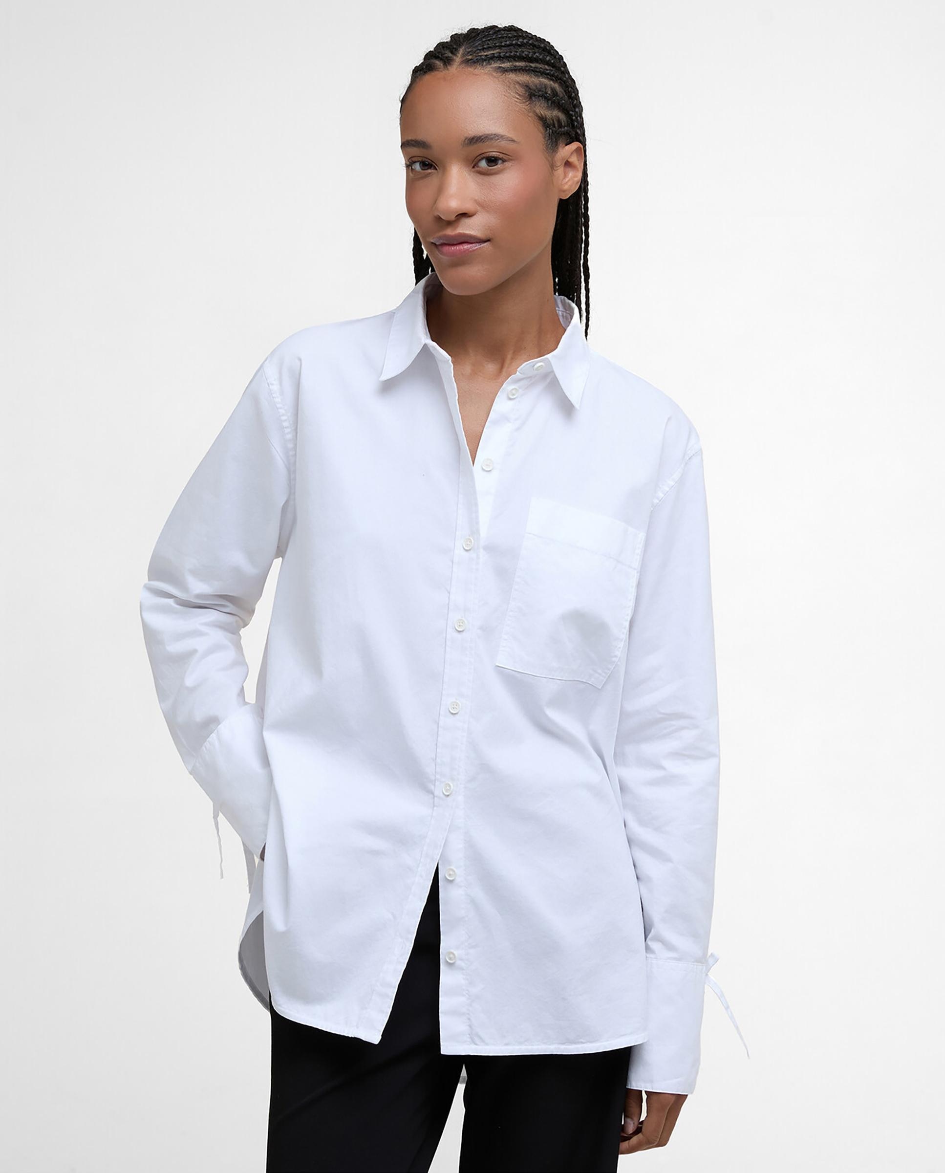 Camisa de mujer de corte holgado y puños con detalle de lazo - Barbour - Blanco Blanco-1