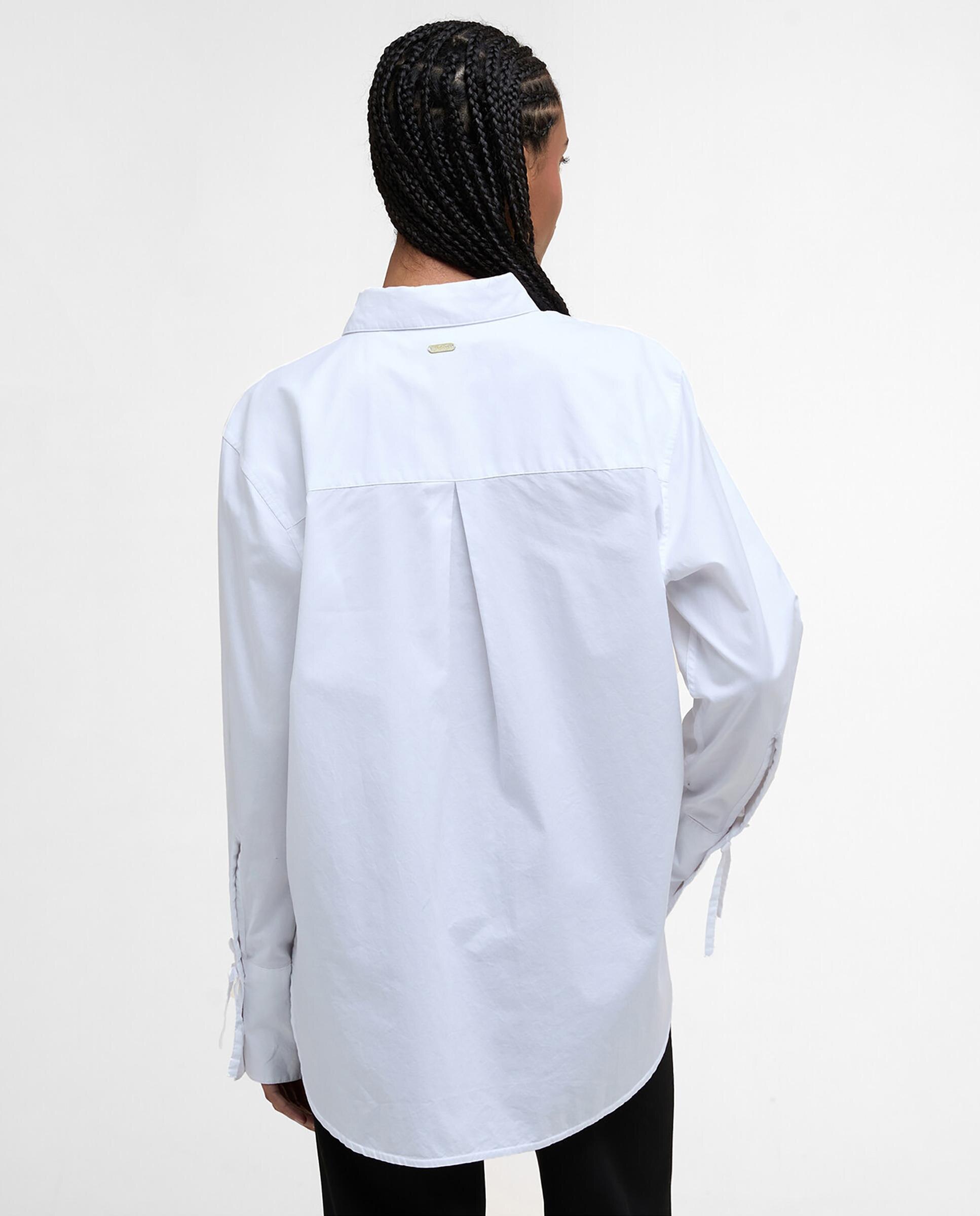 Camisa de mujer de corte holgado y puños con detalle de lazo - Barbour - Blanco Blanco-2