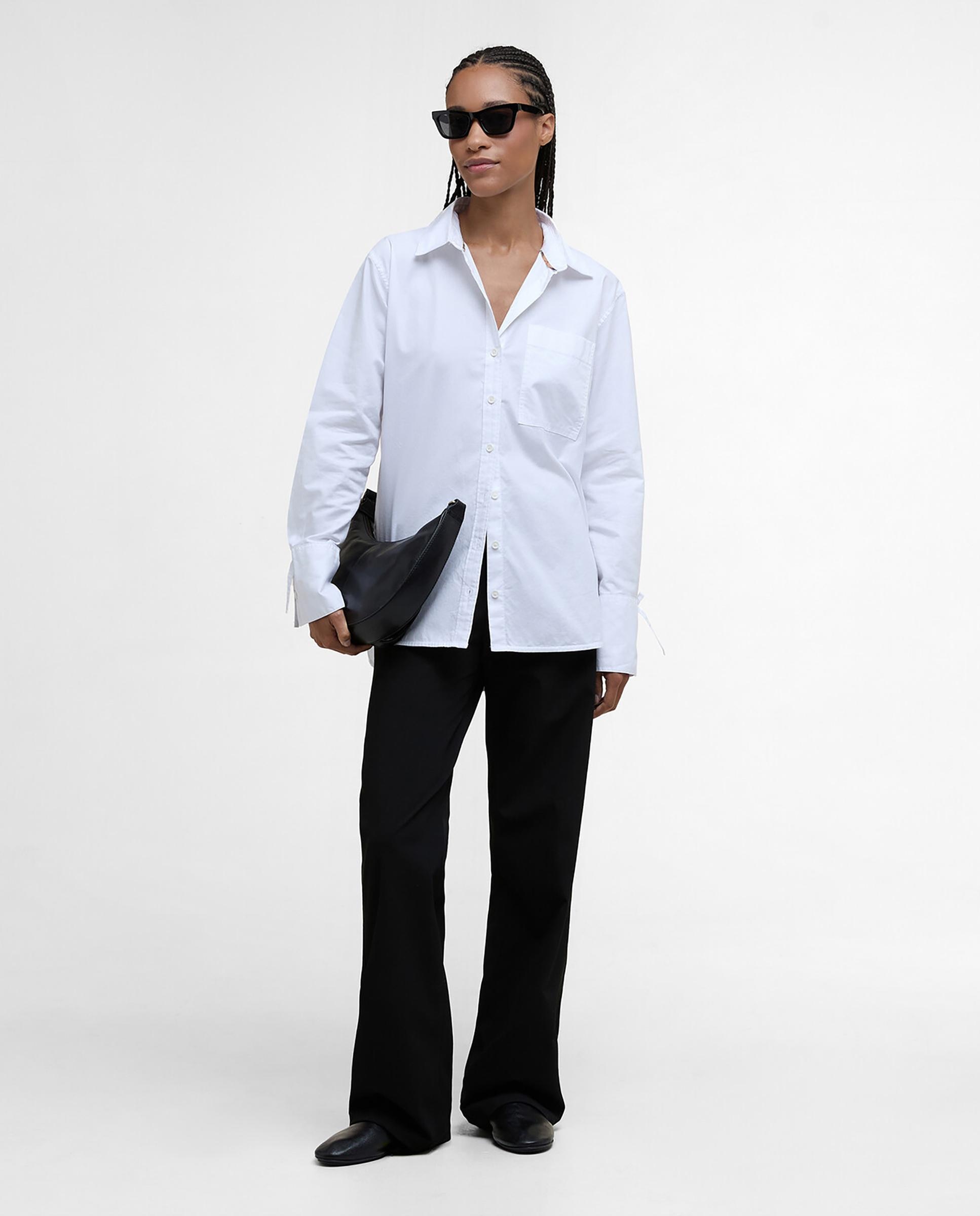 Camisa de mujer de corte holgado y puños con detalle de lazo - Barbour - Blanco Blanco-3