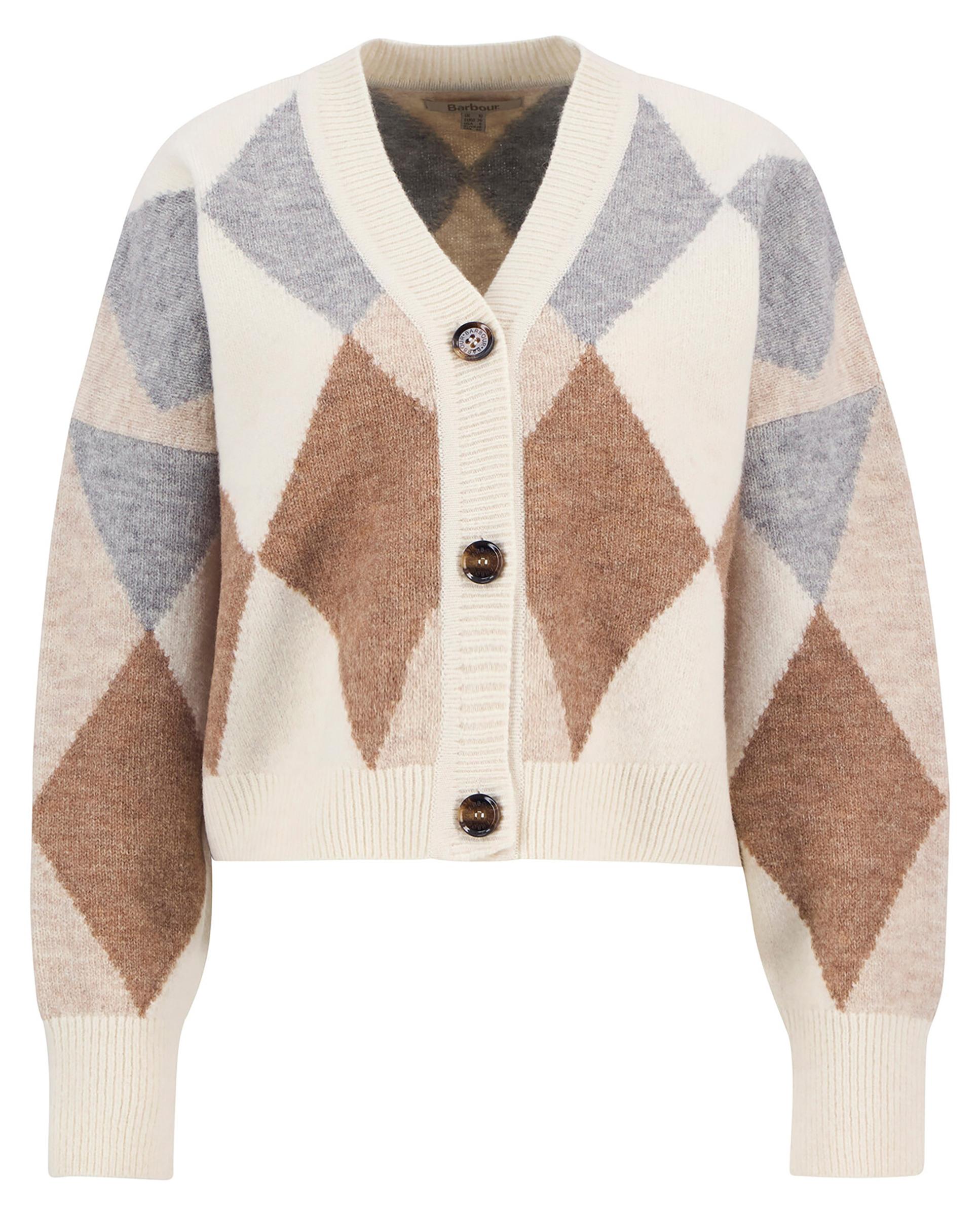Cárdigan de mujer de punto con estampado geométrico y cuello en pico - Barbour - Multicolor Multicolor-6