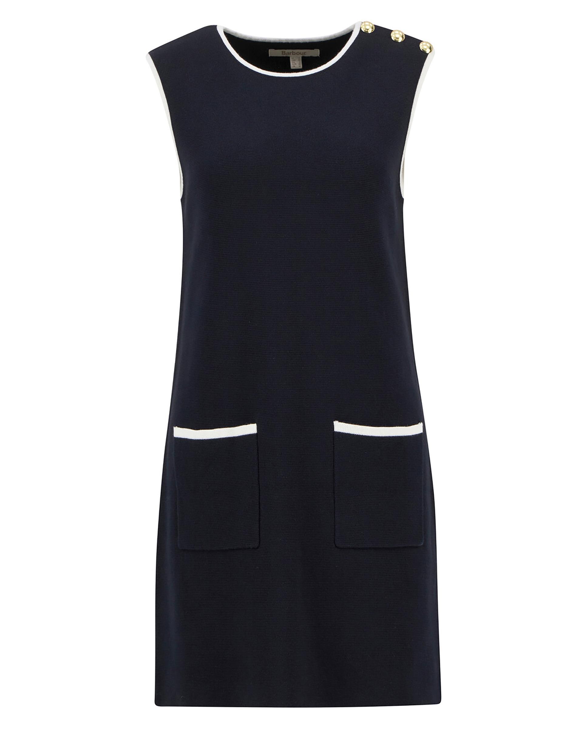 Vestido recto sin mangas y detalle de botones en hombro - Barbour - Azul Azul-6