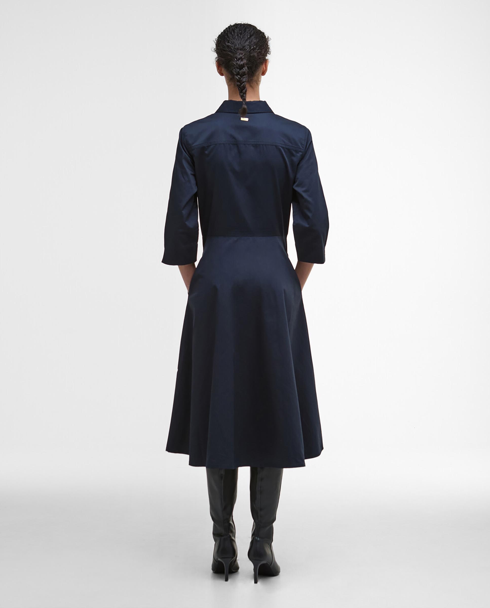 Vestido midi camisero abotonado con bolsillo en el pecho - Barbour - Azul Azul-2