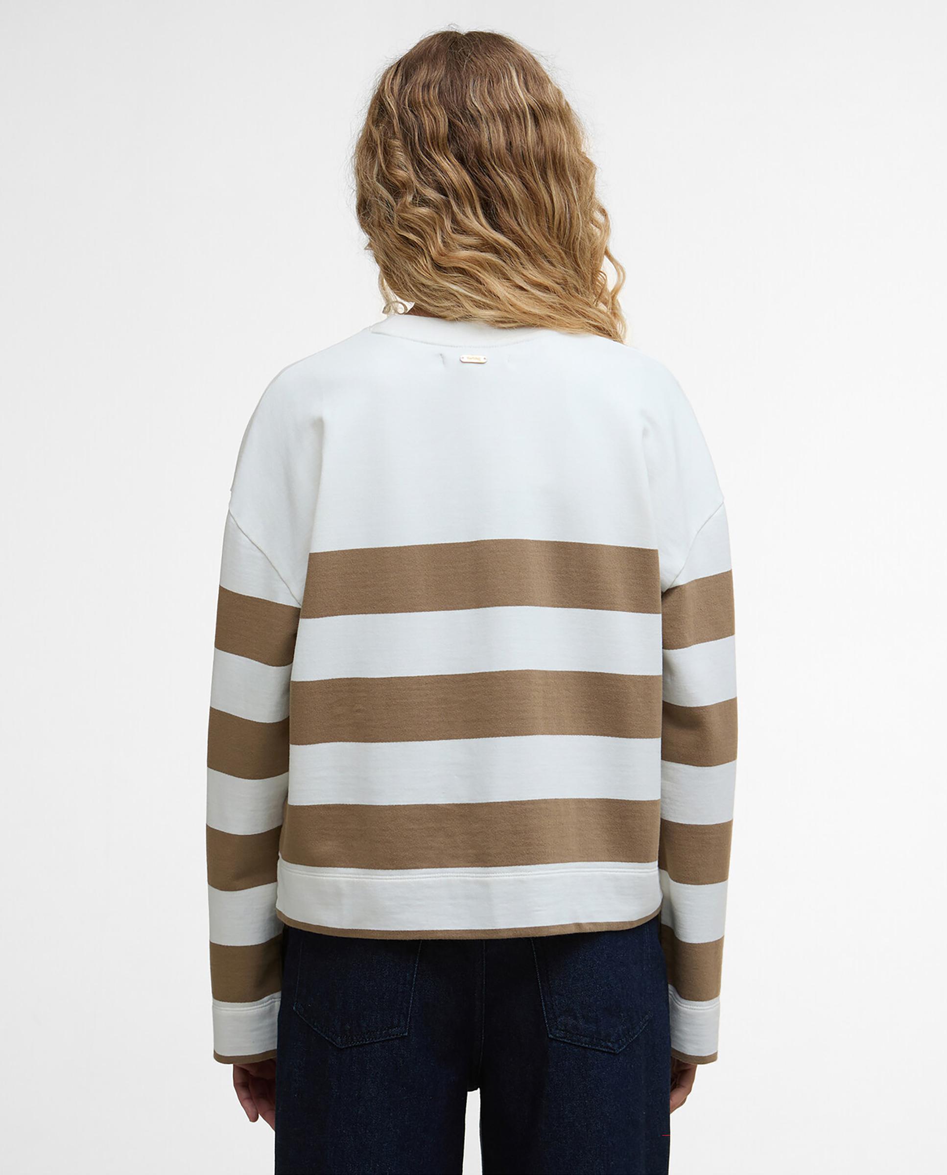 Sudadera de mujer con diseño de rayas y cuello redondo - Barbour - Camel Camel-2