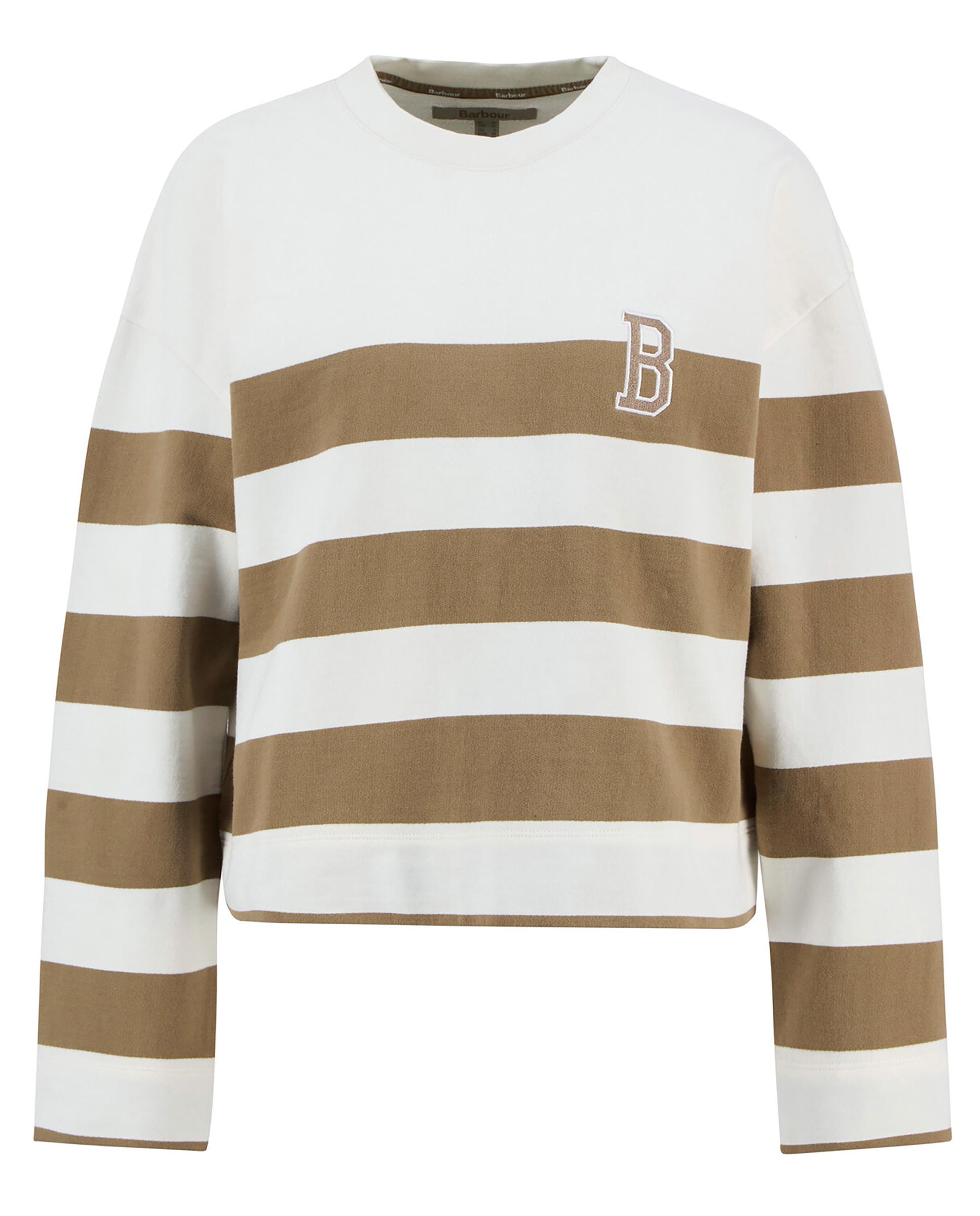 Sudadera de mujer con diseño de rayas y cuello redondo - Barbour - Camel Camel-7