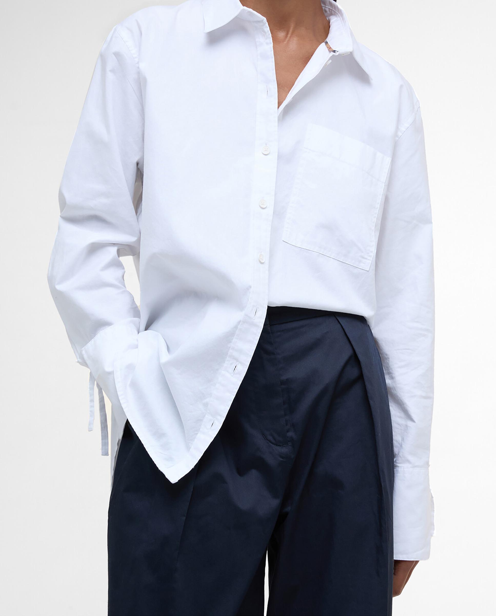 Pantalón recto de mujer con cierre de botón y pinzas delanteras - Barbour - Azul Azul-3